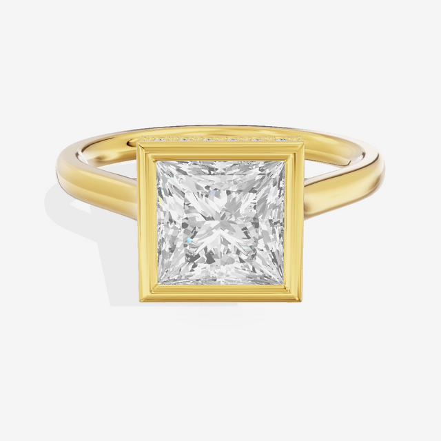 Sincere Hidden Halo Princess Engagement Ring (1/6 ct. tw.) in 14K Yellow Gold