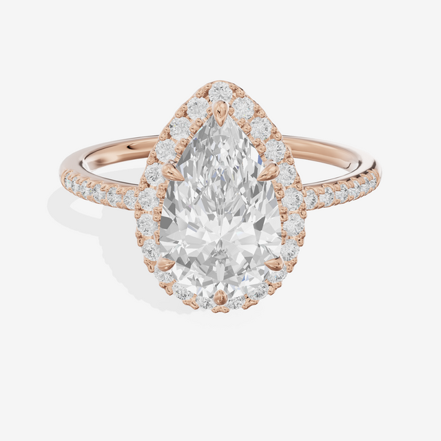 Vowsae Halo Pear Engagement Ring (1/5 ct. tw.) in 14K Rose Gold