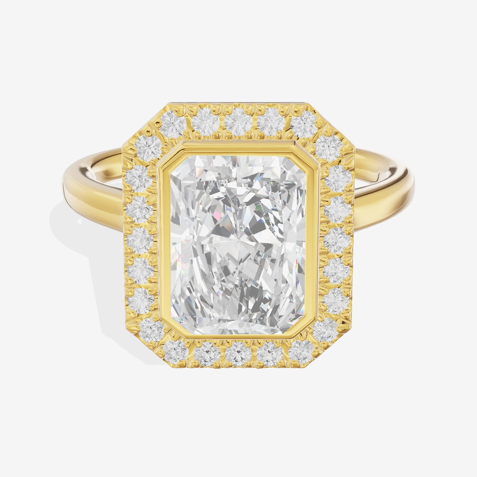 Trellise Halo Radiant Engagement Ring (1/4 ct. tw.) in 18K Yellow Gold