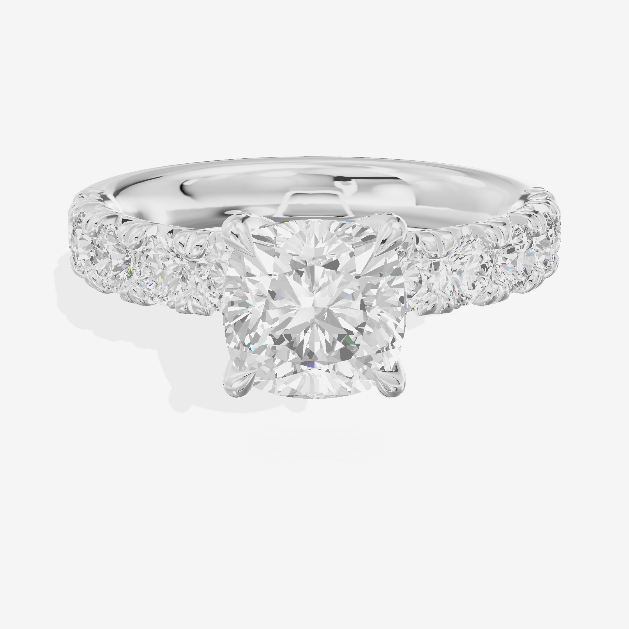 Luxe Goldweave Cushion Engagement Ring with Side Stones (1/5 ct. tw.) in 18K White Gold