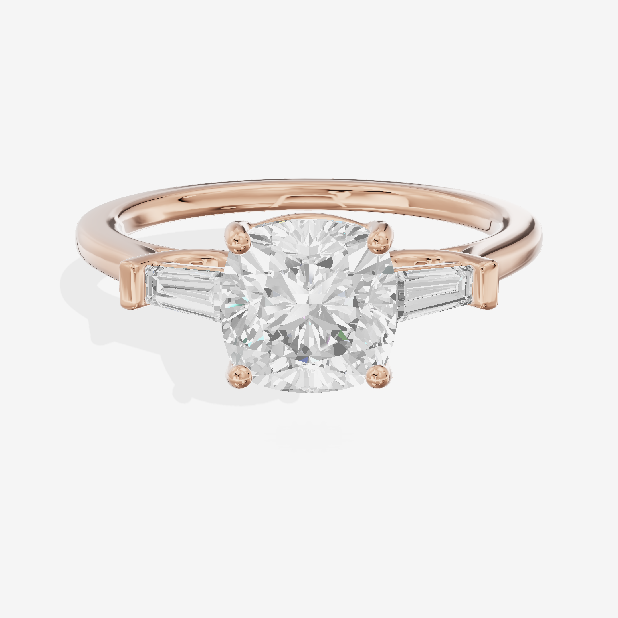 Hallowed Halcyon Cushion Engagement Ring with Side Stones (1/6 ct. tw.) in 14K Rose Gold