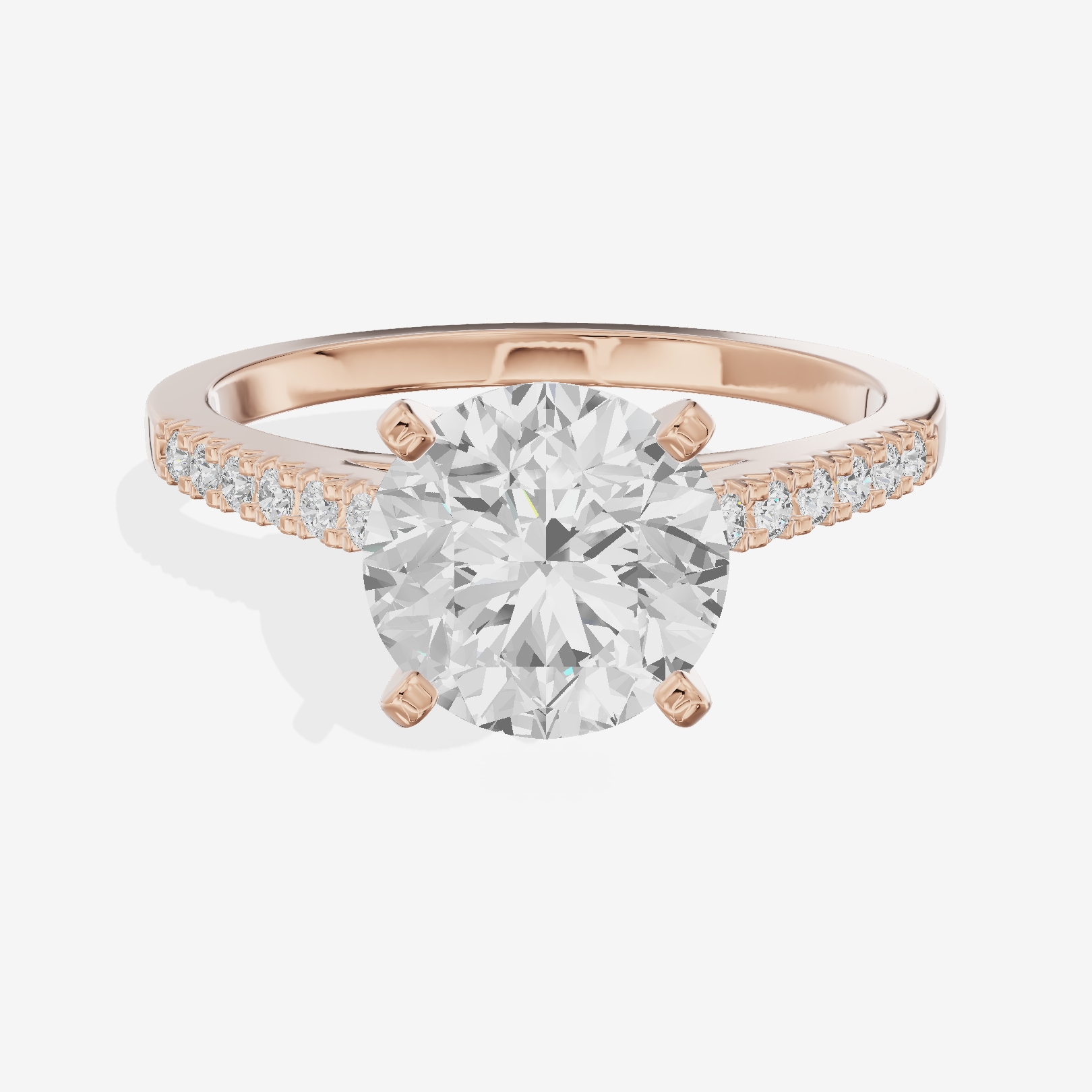 Sworn Vowsae Round Engagement Ring with Side Stones (1/10 ct. tw.) in 18K Rose Gold