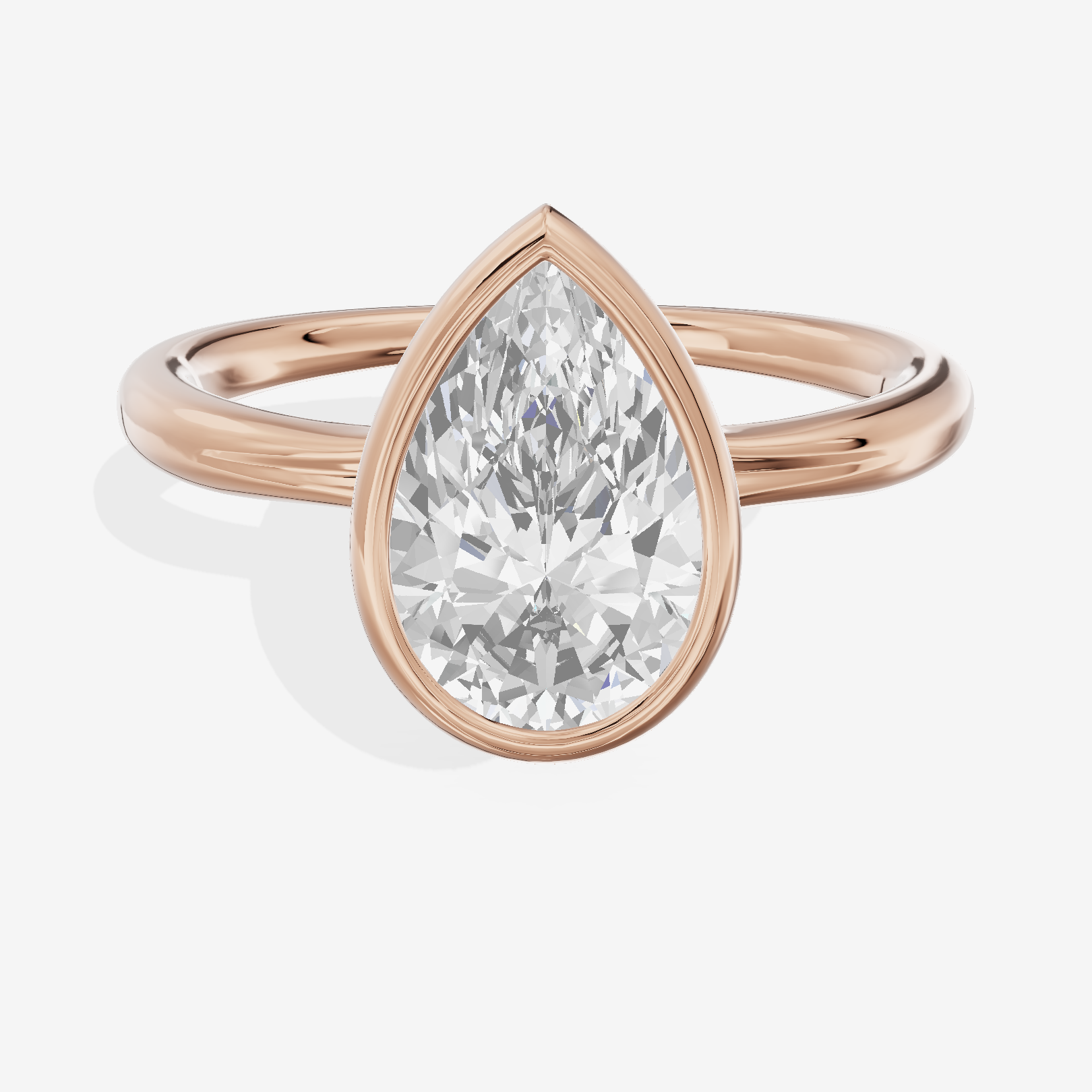 Coeurine Bezel 2mm Pear Solitaire Engagement Ring in 18K Rose Gold