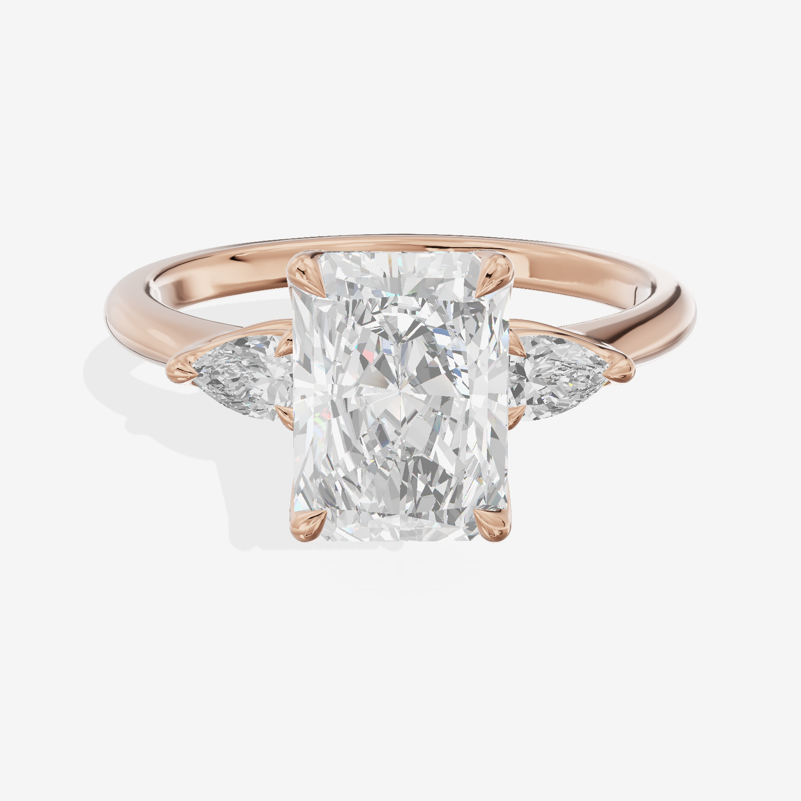 Petite Coeurine Three Stone Radiant Engagement Ring (1/5 ct. tw.) in 18K Rose Gold