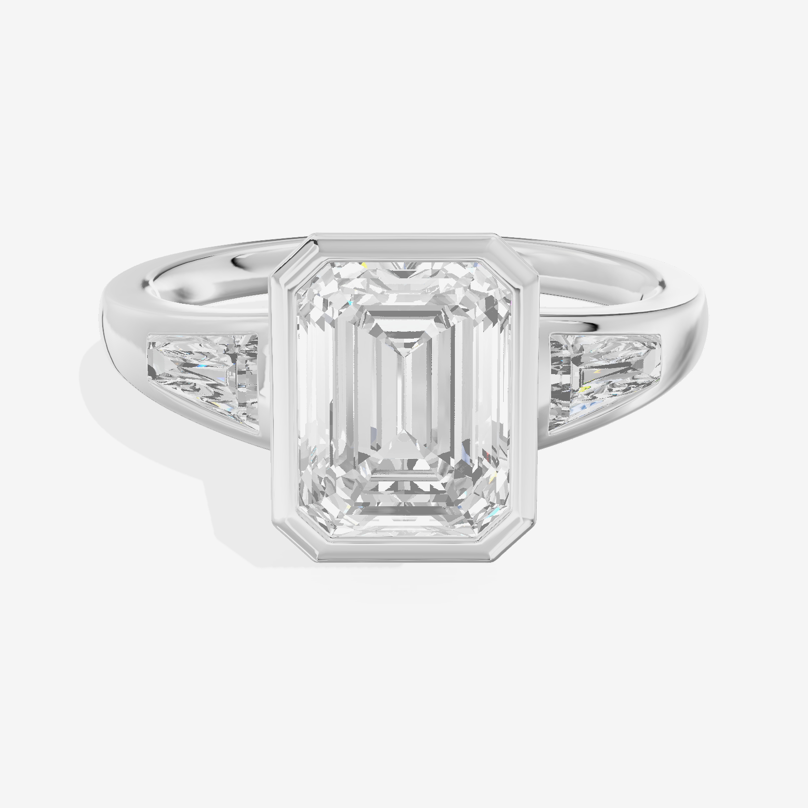 Modern Triade Emerald Three Stone Engagement Ring (1/2 ct. tw.) in Platinum