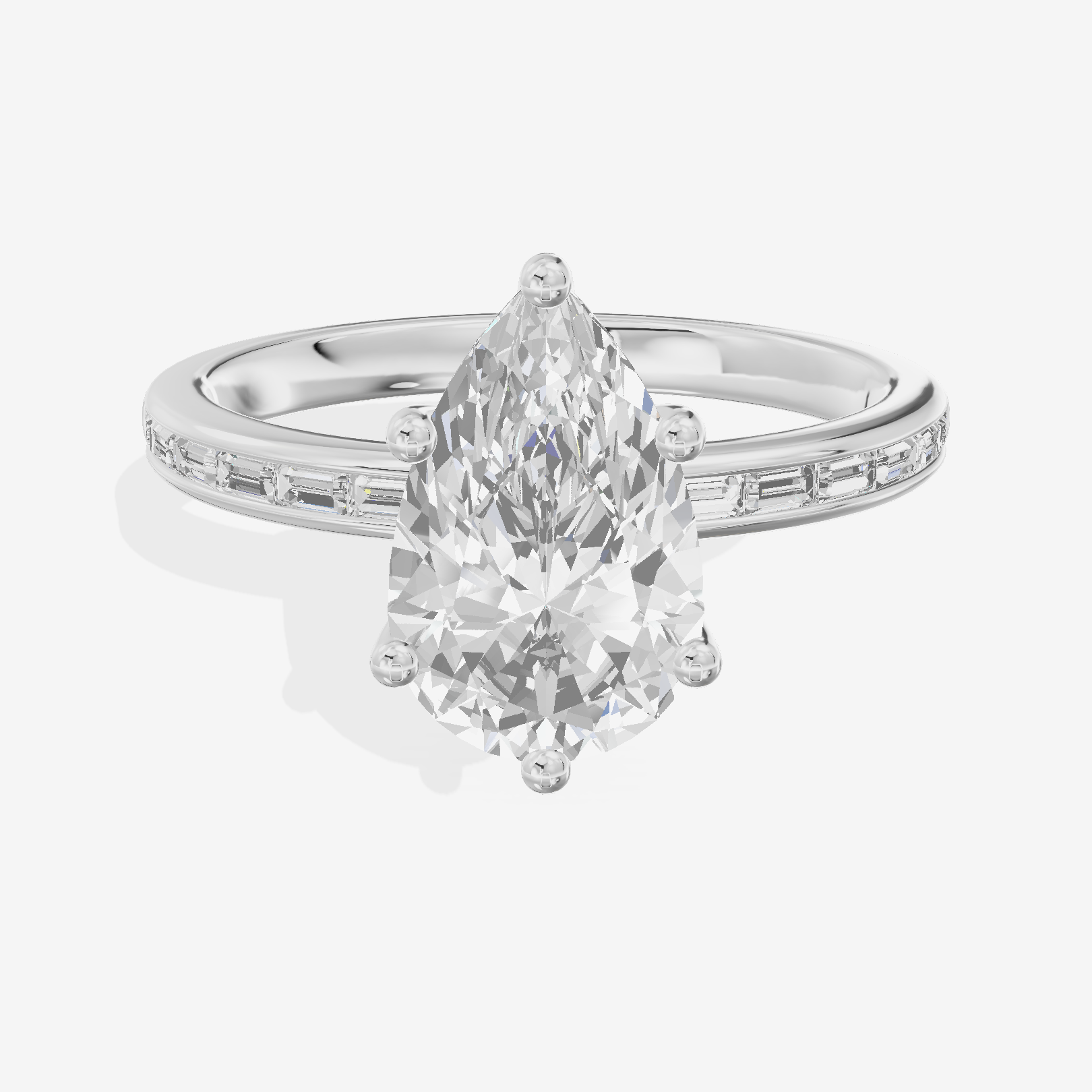 Tender Sincere Pear Engagement Ring with Side Stones (1/6 ct. tw.) in 18K White Gold