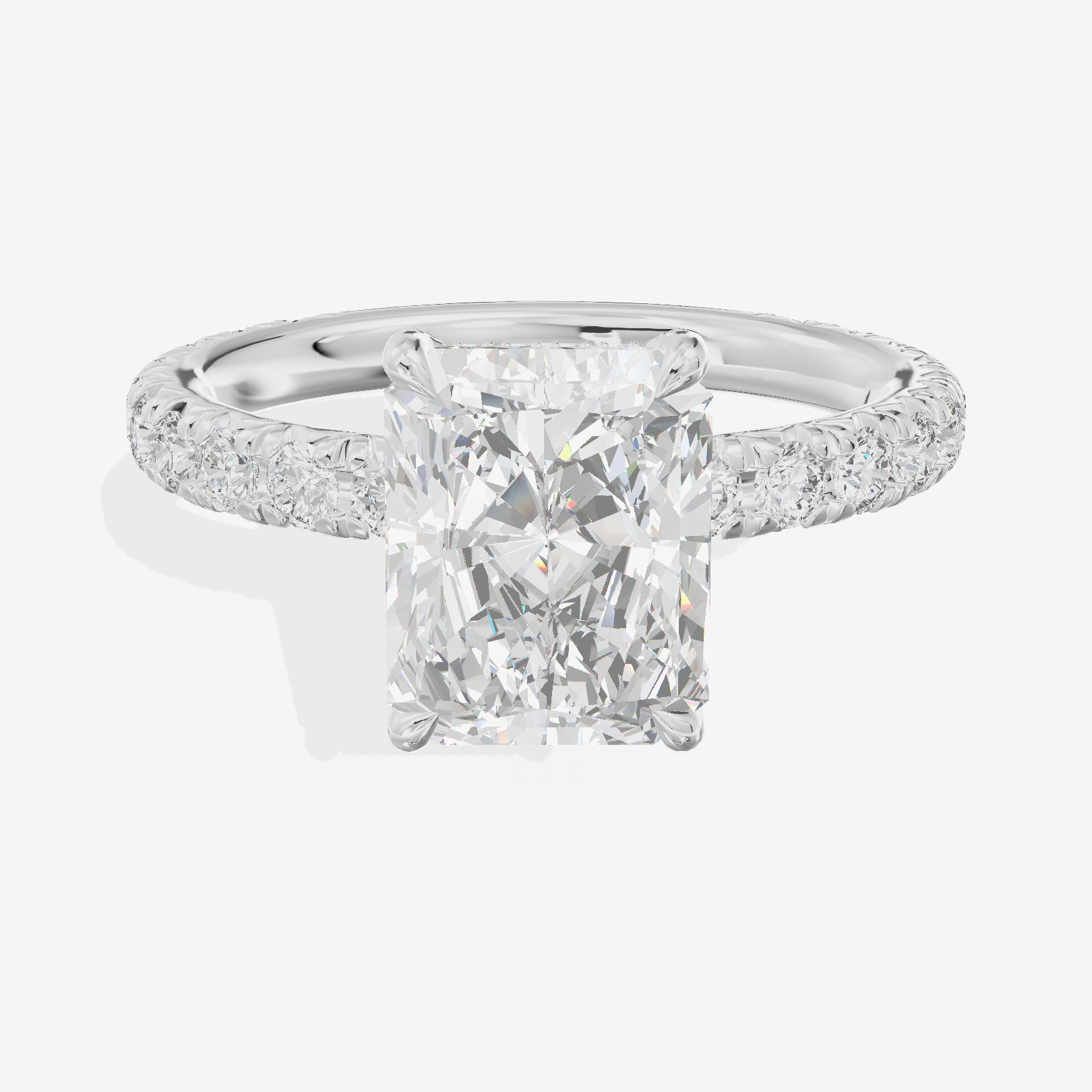 Eternal Coeurine Radiant Engagement Ring with Side Stones (3/5 ct. tw.) in 14K White Gold
