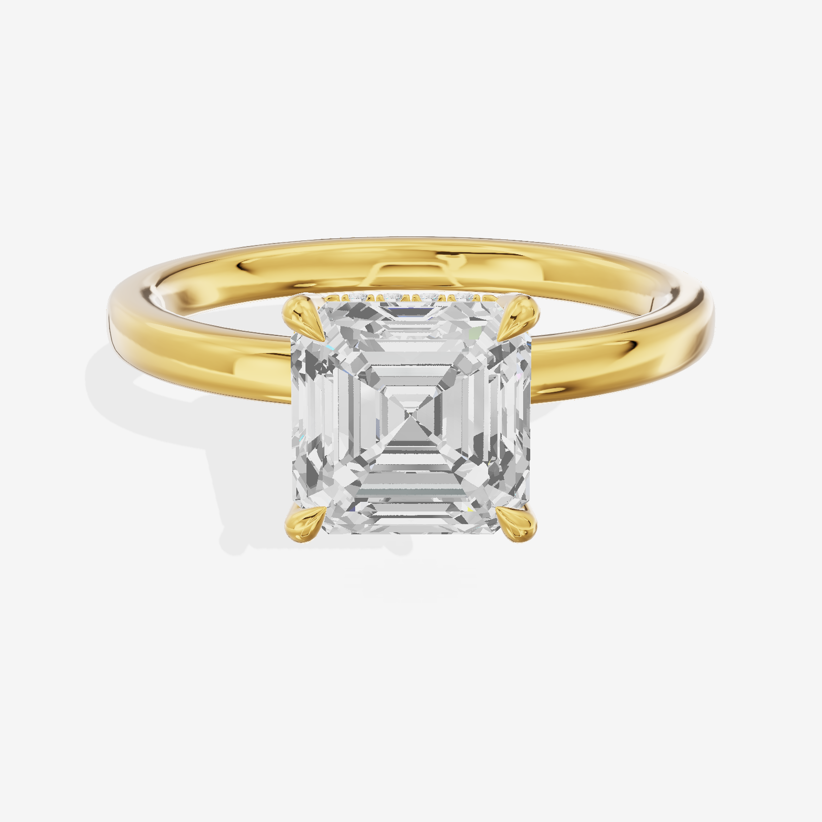Selenia Basket Split Shank Asscher Engagement Ring with Side Stones (1/8 ct. tw.) in 18K Yellow Gold