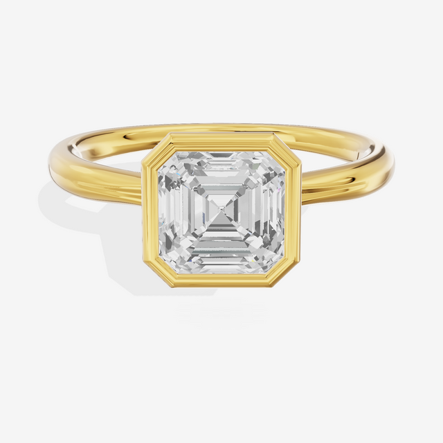 Coeurine Bezel 2mm Asscher Solitaire Engagement Ring in 18K Yellow Gold