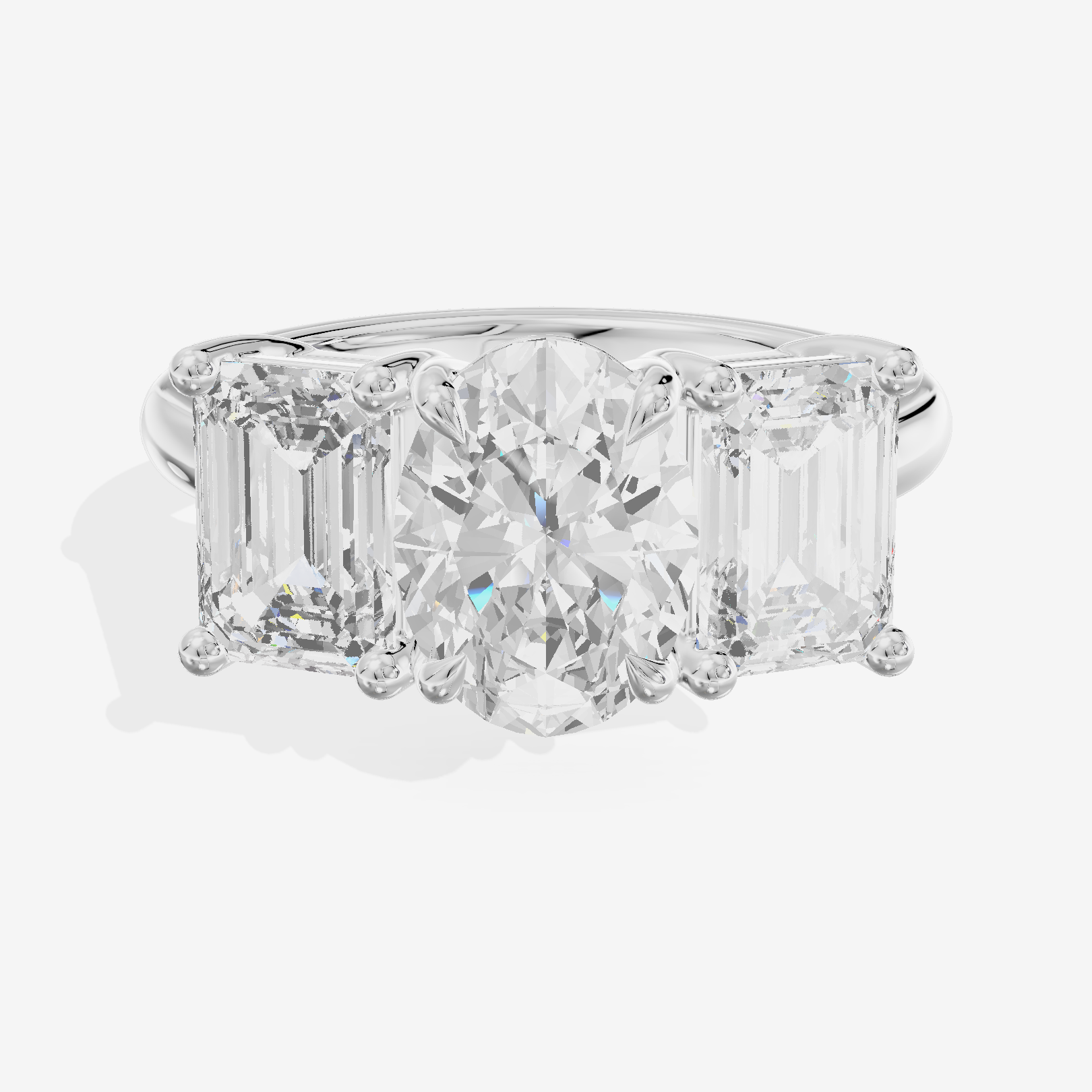 Luxe Whisper Three Stone Oval Engagement Ring (3/4 ct. tw.) in Platinum