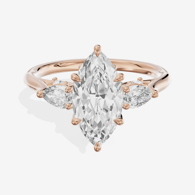 Classic Vowsae Three Stone Marquise Engagement Ring (3/5 ct. tw.) in 14K Rose Gold