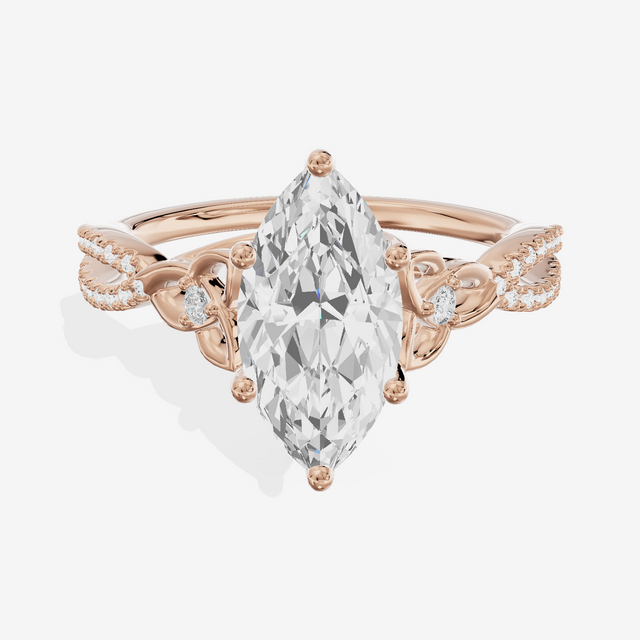 Luxe Sincere Marquise Engagement Ring with Side Stones (1/10 ct. tw.) in 18K Rose Gold