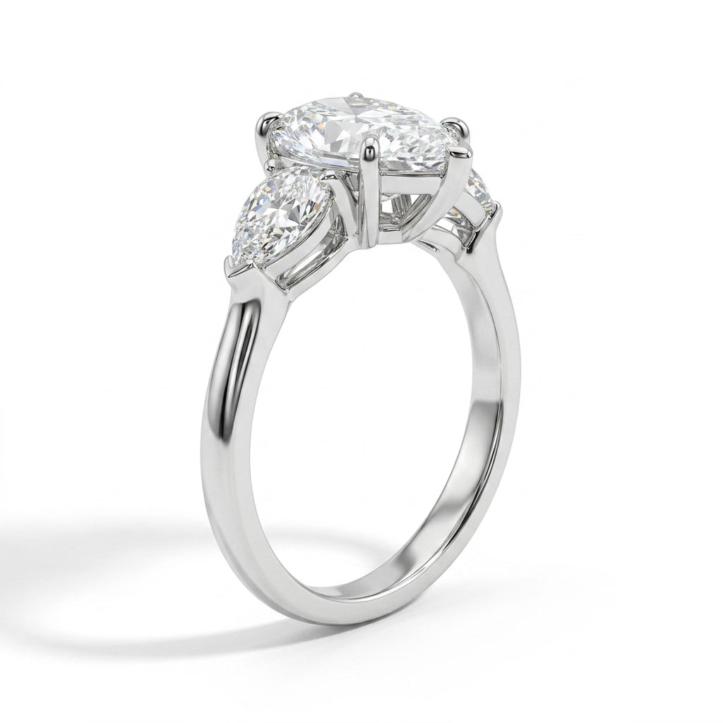 Three Stone Pear Engagement Ring (5.01 ct. tw.) in Platinum