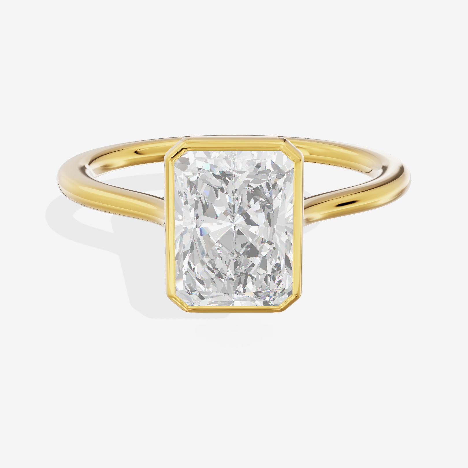 Petite Vowsae 1.5mm Radiant Bezel Engagement Ring in 18K Yellow Gold