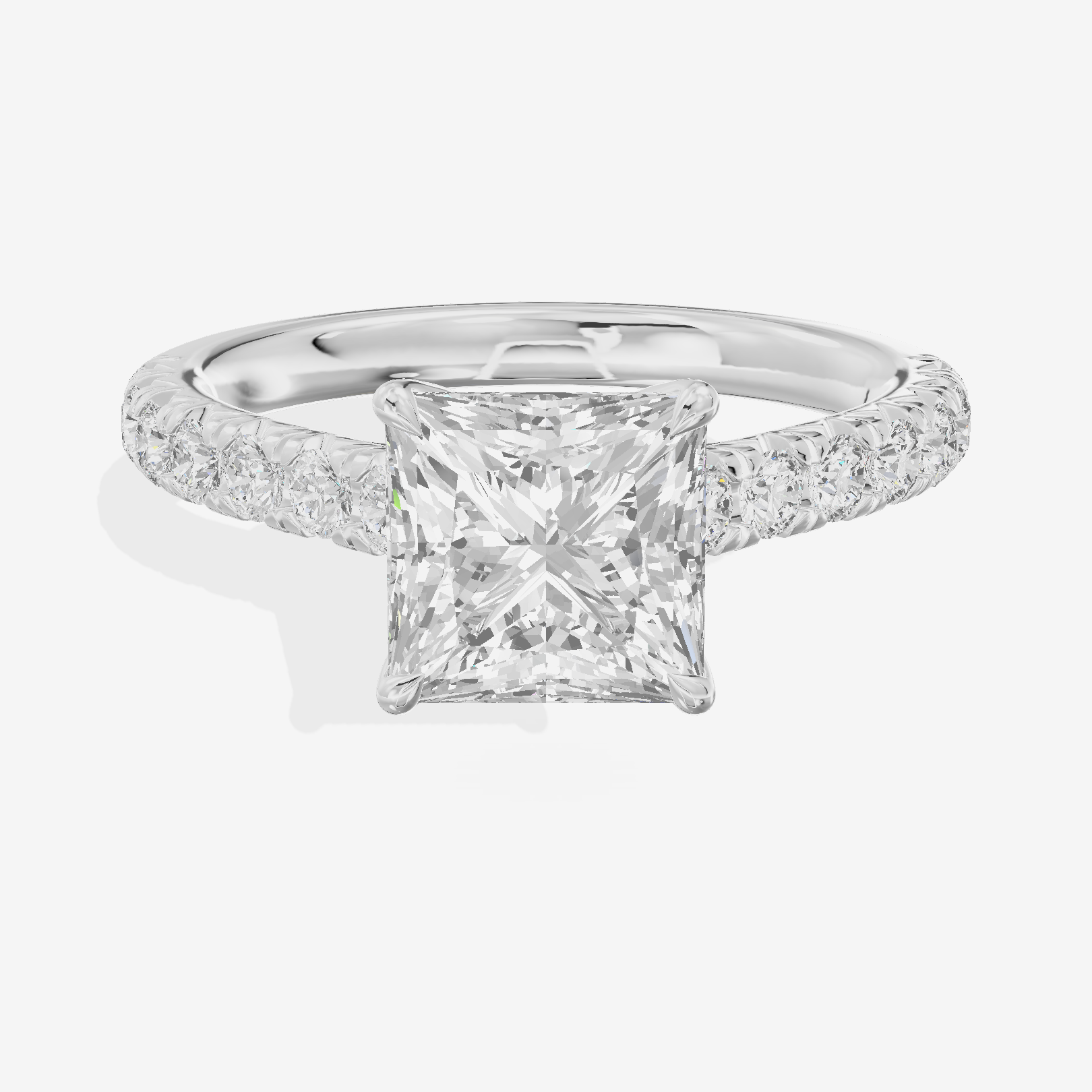 Whispered Sincere Princess Engagement Ring with Side Stones (2/5 ct. tw.) in 18K White Gold