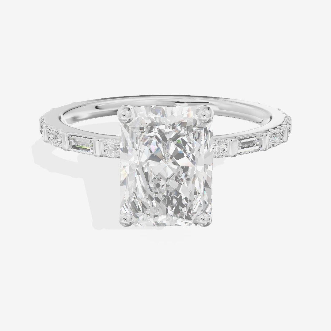 Twine Cathedral 1.8mm Radiant Solitaire Engagement Ring (1/2 ct. tw.) in 14K White Gold