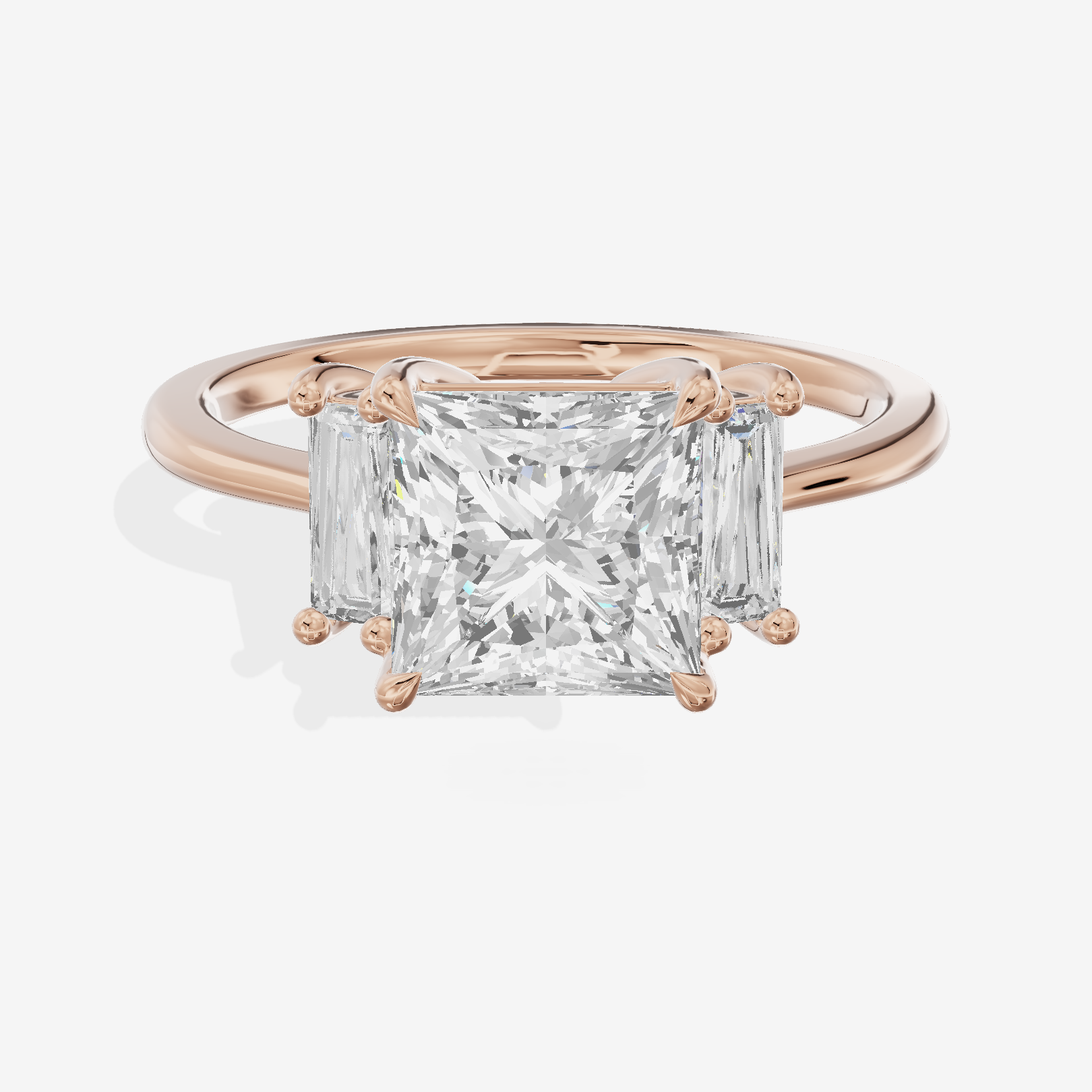 Eversince Three Stone Princess Engagement Ring (1/4 ct. tw.) in 14K Rose Gold