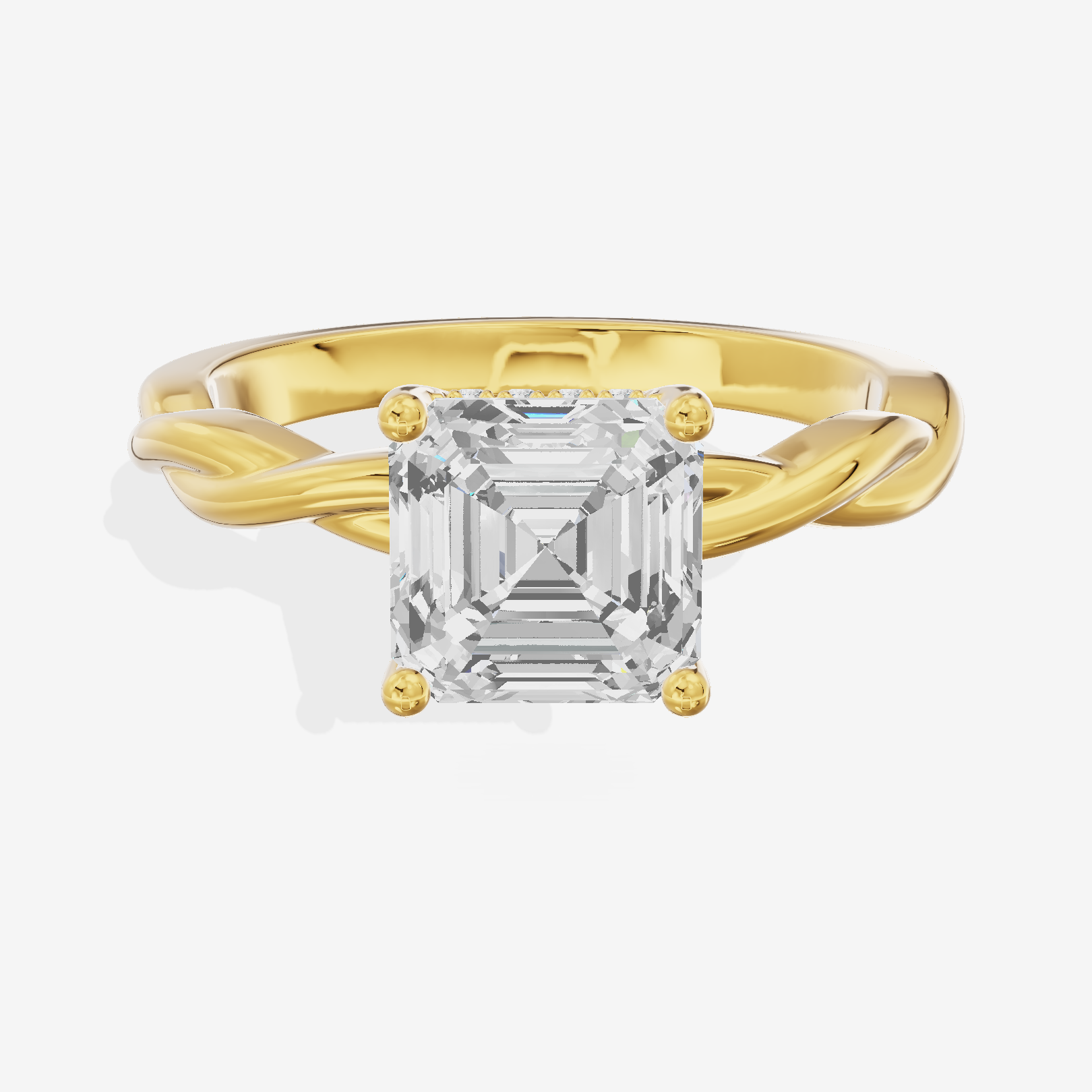 Twine Hidden Halo Asscher Engagement Ring (1/20 ct. tw.) in 18K Yellow Gold