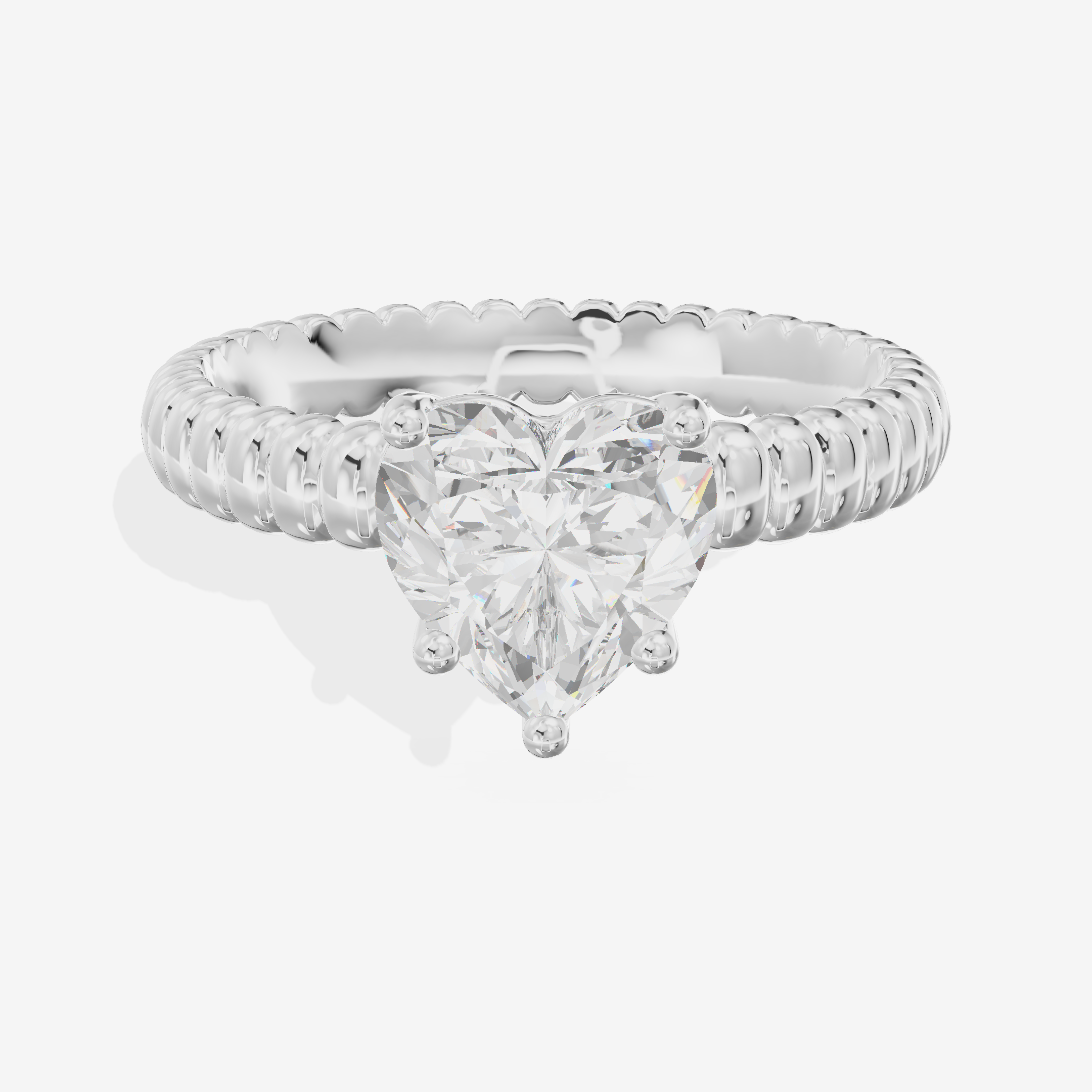 Lustrous Aimora 3mm Heart Solitaire Engagement Ring in 18K White Gold