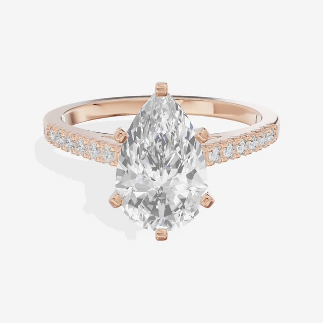 Sworn Vowsae Pear Engagement Ring with Side Stones (1/10 ct. tw.) in 14K Rose Gold