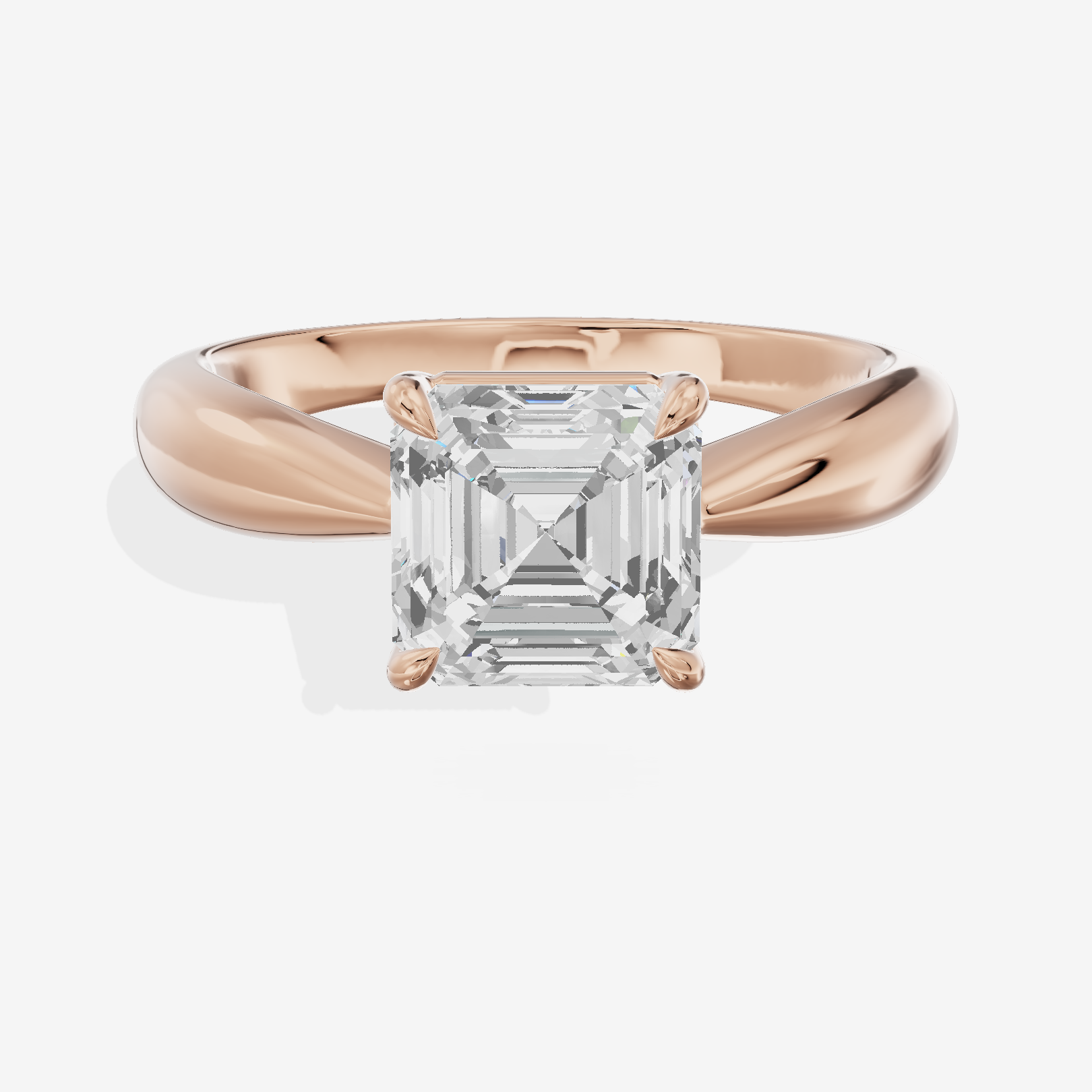 Aimora Trellis 2mm Asscher Solitaire Engagement Ring in 14K Rose Gold
