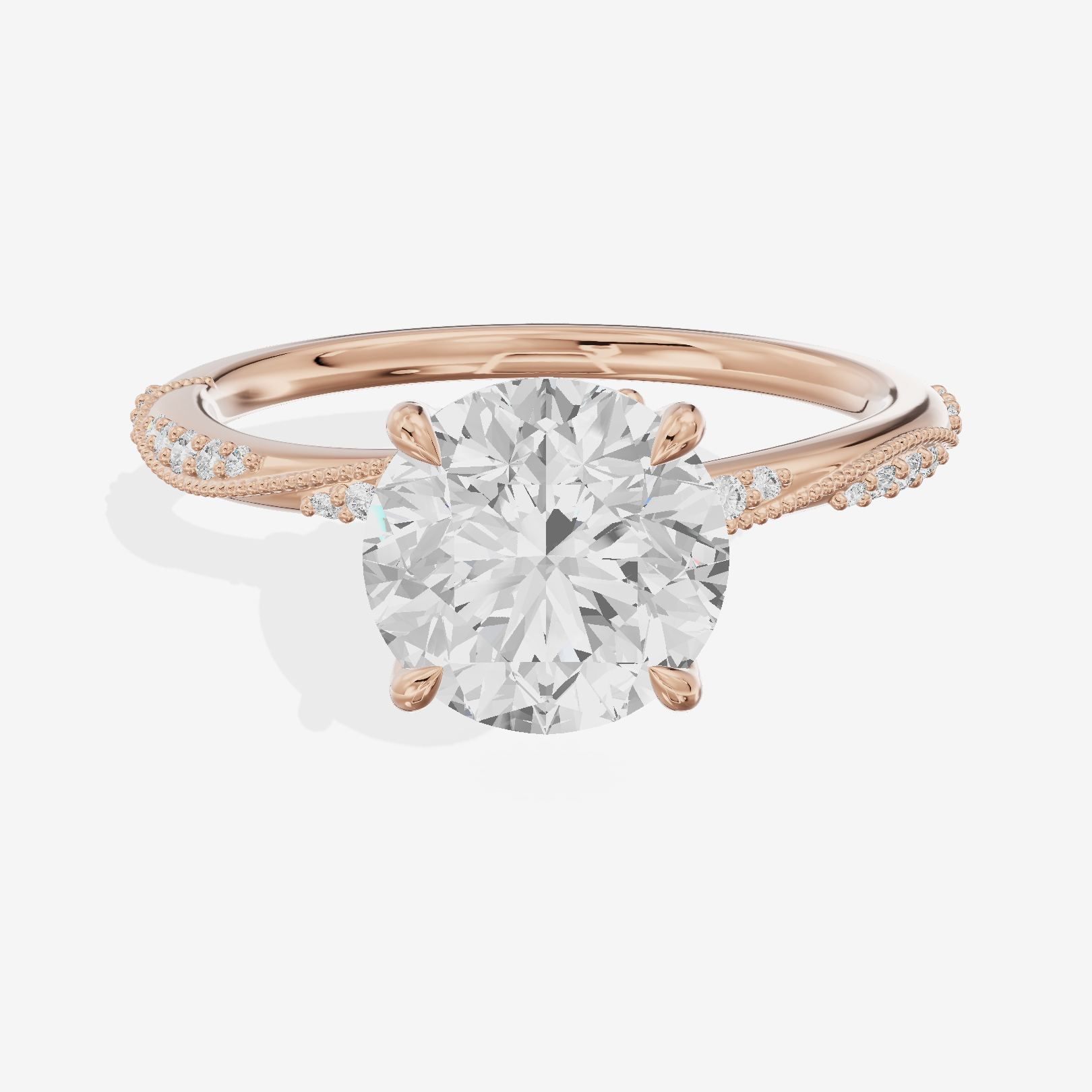 Vintage Halcyon Round Engagement Ring with Side Stones (1/8 ct. tw.) in 18K Rose Gold