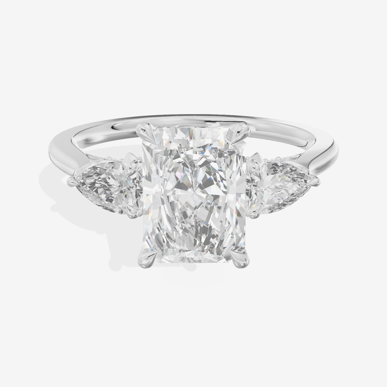 Modern Sincere Three Stone Radiant Engagement Ring (1/2 ct. tw.) in Platinum