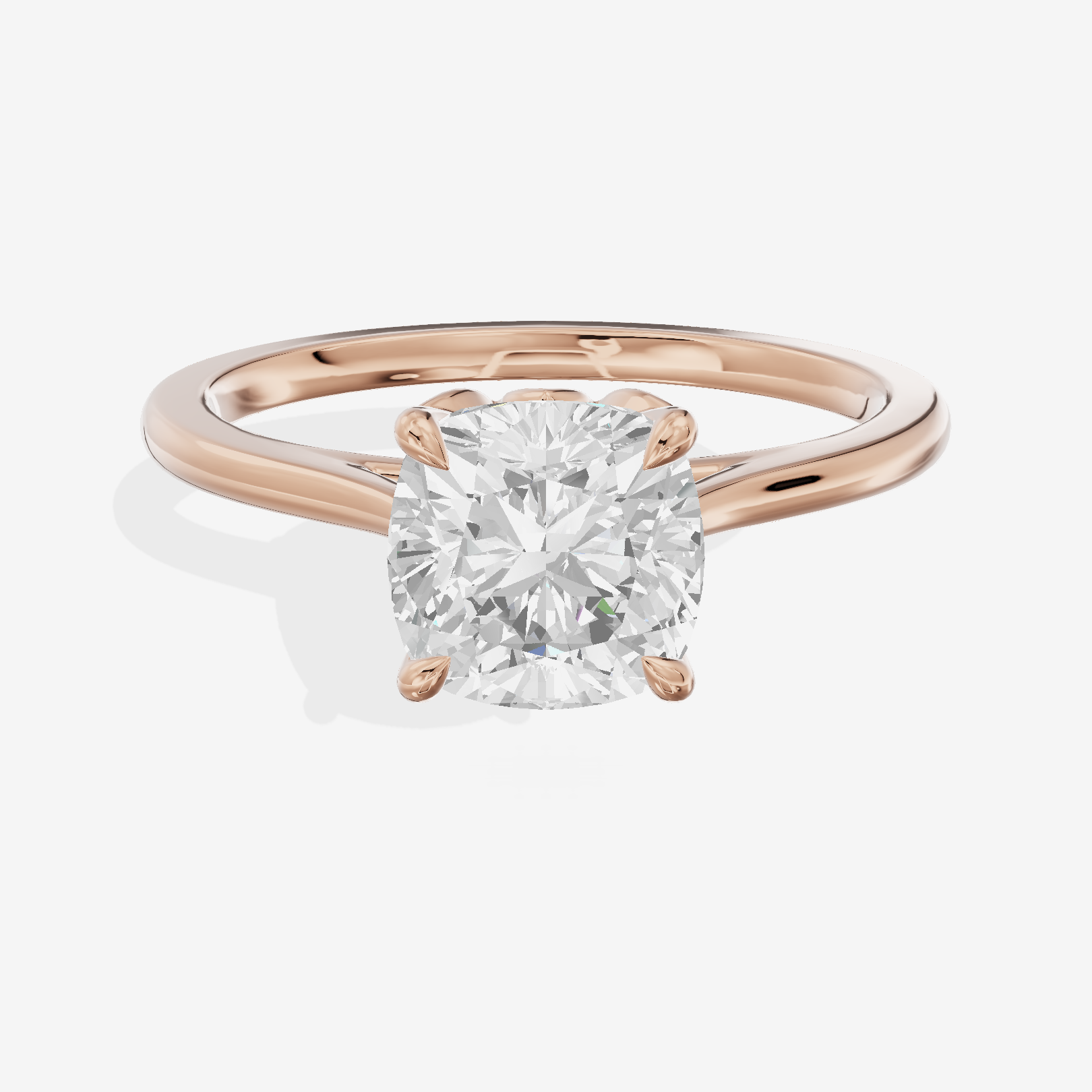 Coeurine Cathedral 1.5mm Cushion Solitaire Engagement Ring in 18K Rose Gold