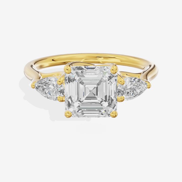 Grand Vowsae Three Stone Asscher Engagement Ring (2/5 ct. tw.) in 18K Yellow Gold