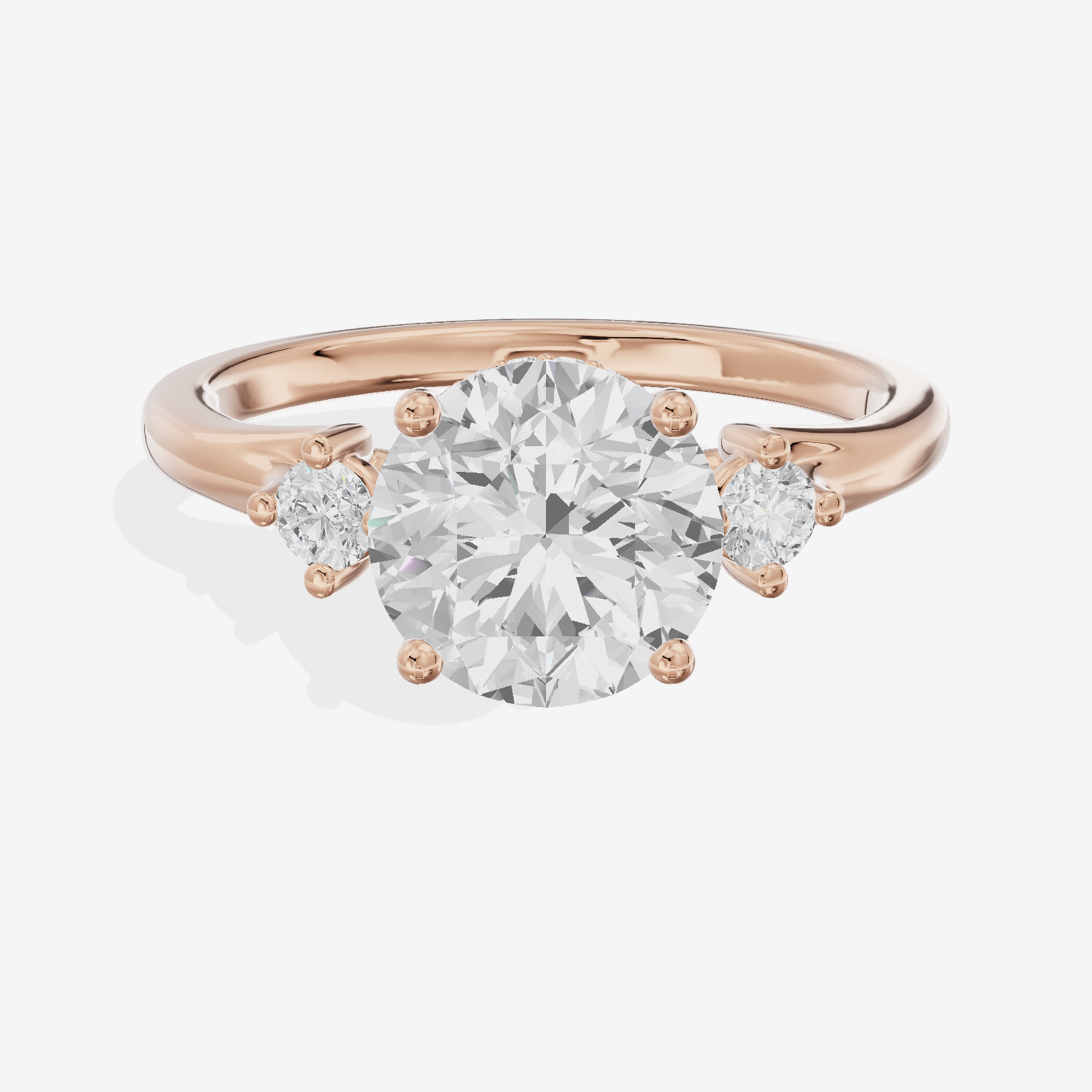 Sincere Three Stone Round Engagement Ring (1/6 ct. tw.) in 14K Rose Gold