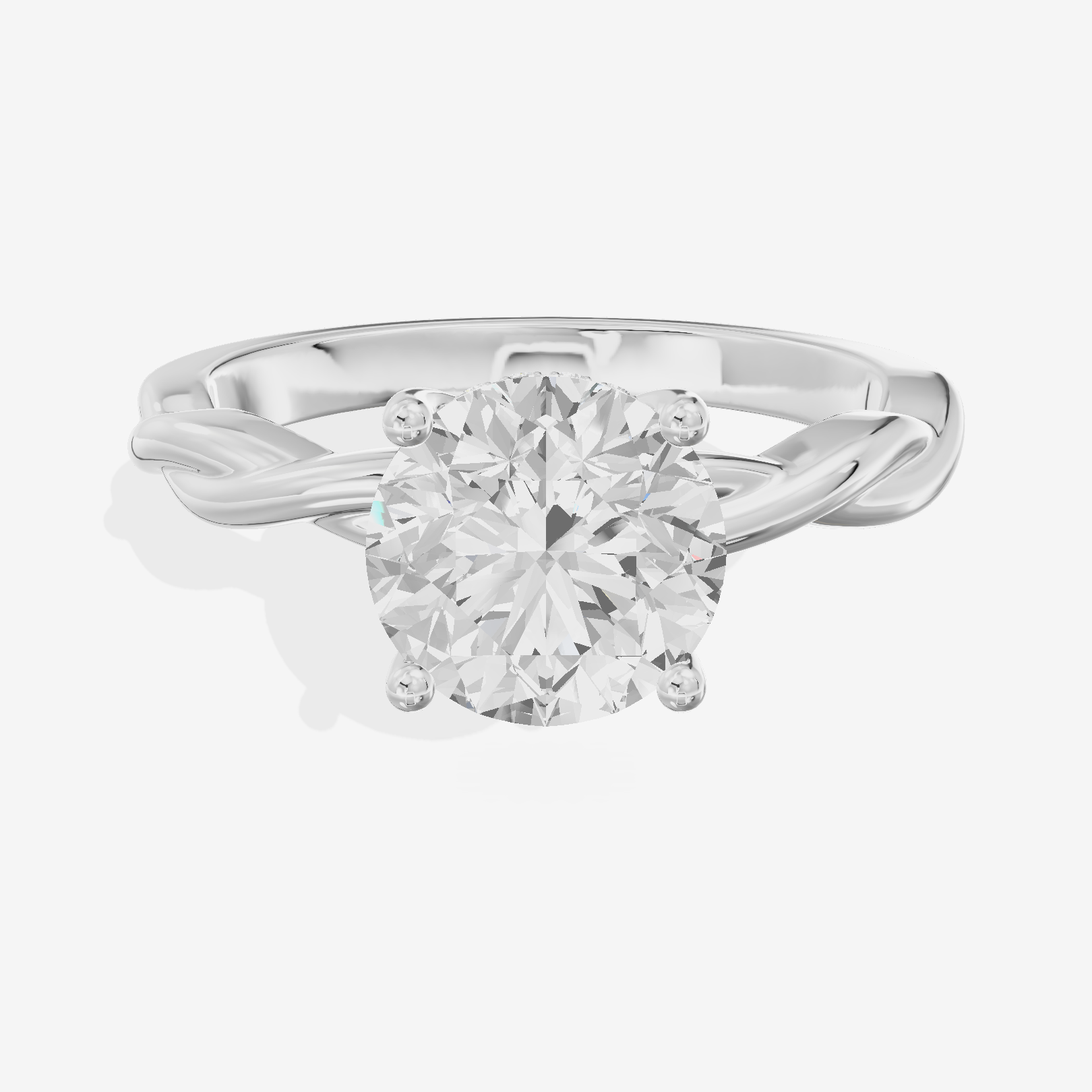 Twine Hidden Halo Round Engagement Ring (1/20 ct. tw.) in 18K White Gold