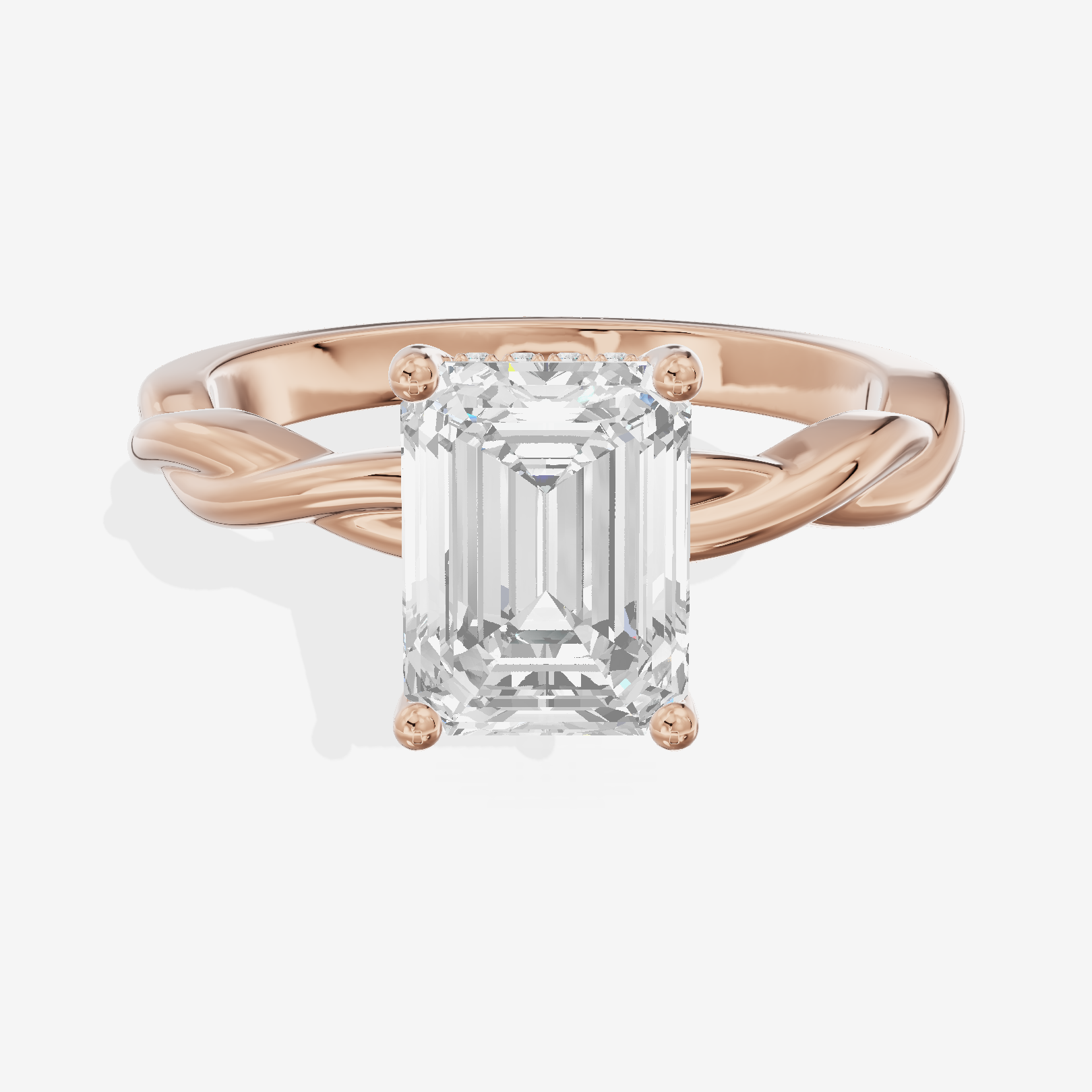 Twine Hidden Halo Emerald Engagement Ring (1/20 ct. tw.) in 14K Rose Gold