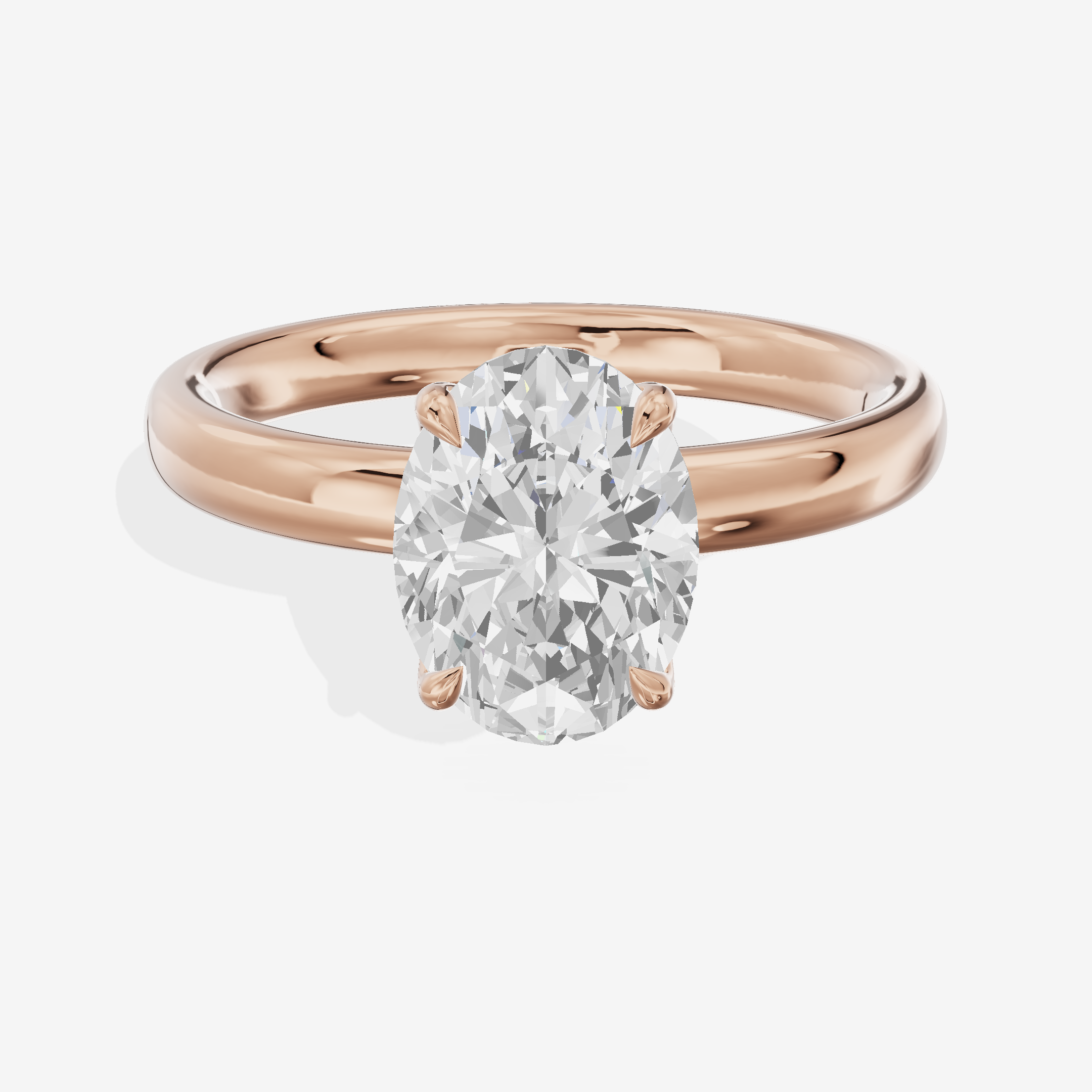 Hallowed Promezza 2.5mm Oval Solitaire Engagement Ring in 18K Rose Gold