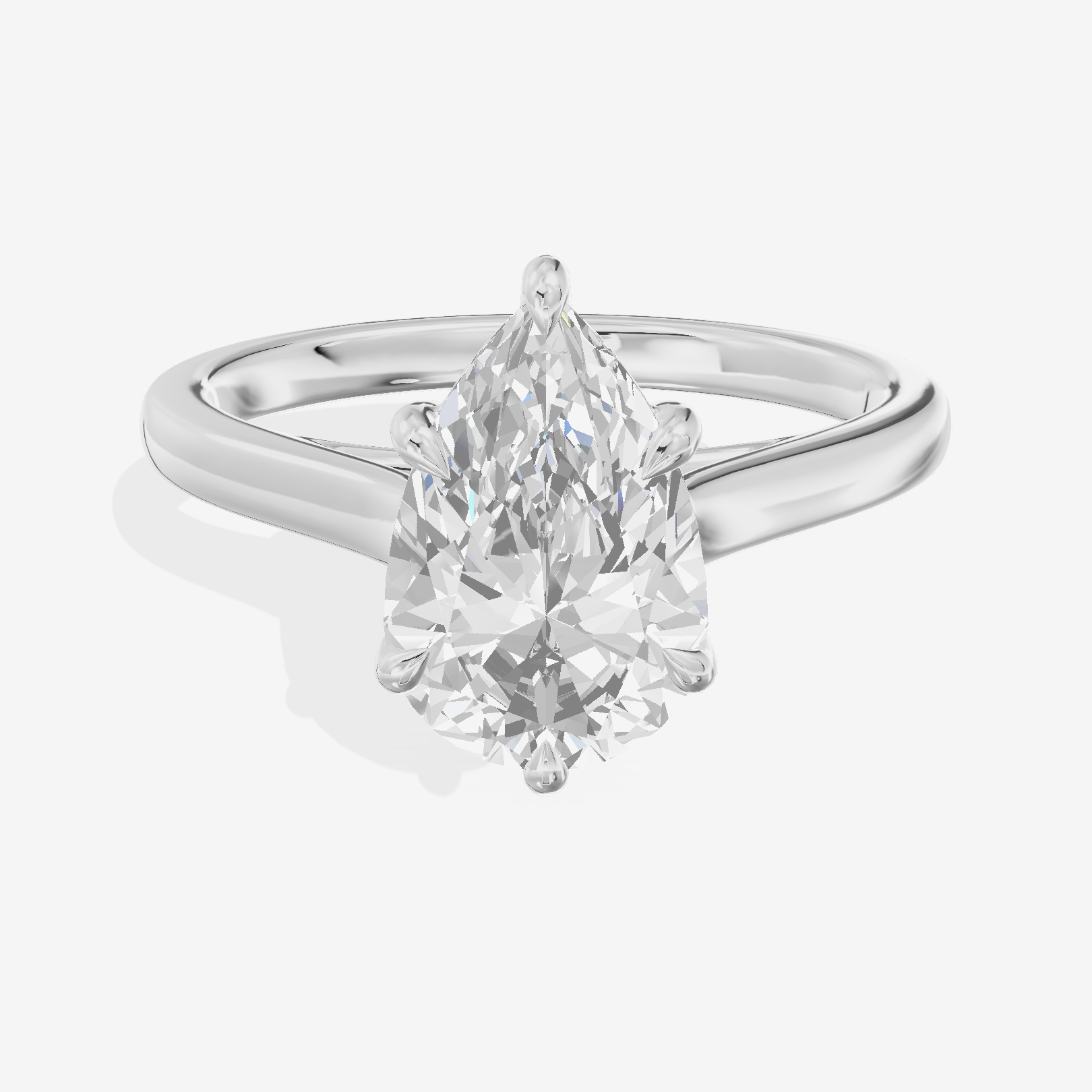 Whispered Coeurine 2mm Pear Solitaire Engagement Ring in 14K White Gold