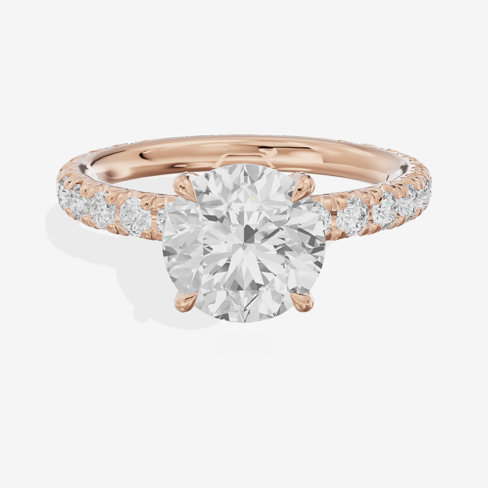 Eternal Coeurine Round Engagement Ring with Side Stones (3/5 ct. tw.) in 14K Rose Gold