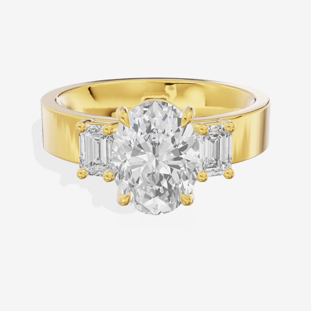 Vintage Vowsae Three Stone Oval Engagement Ring (1/2 ct. tw.) in 14K Yellow Gold
