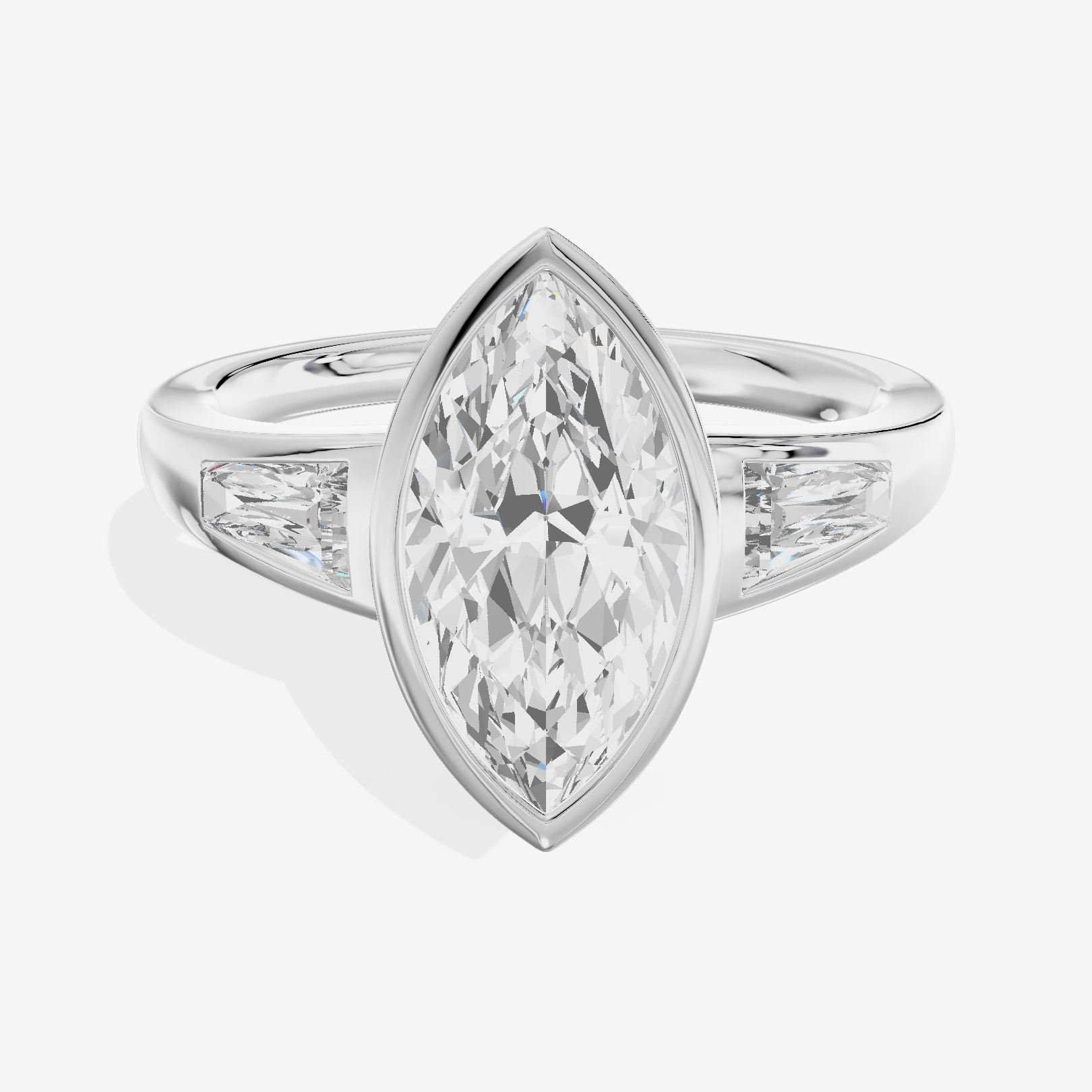 Modern Triade Marquise Three Stone Engagement Ring (1/2 ct. tw.) in Platinum
