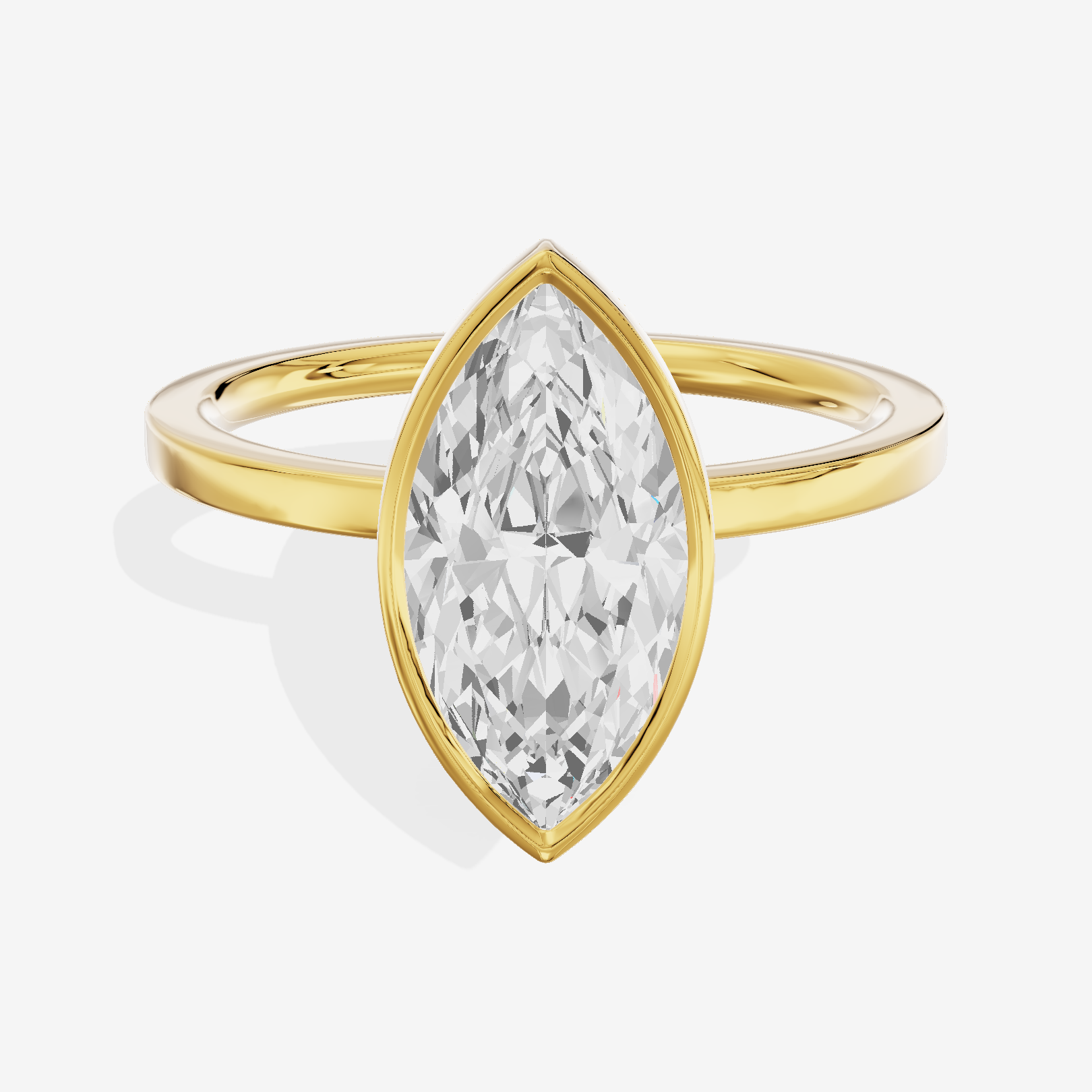 One of One Classic 1.5mm Marquise Bezel Engagement Ring in 14K Yellow Gold