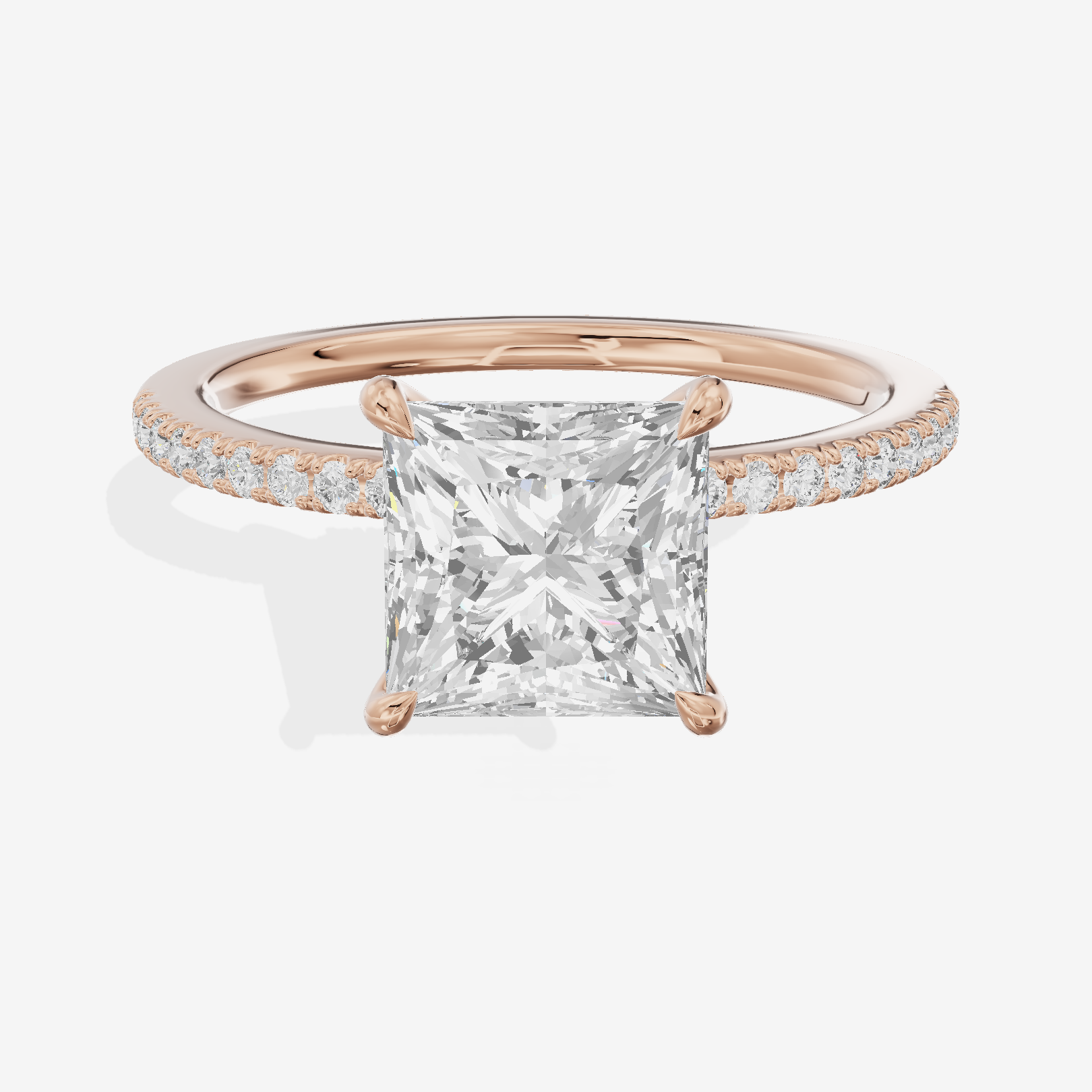 Grand Mirelle Princess Hidden Halo Engagement Ring (1/5 ct. tw.) in 18K Rose Gold