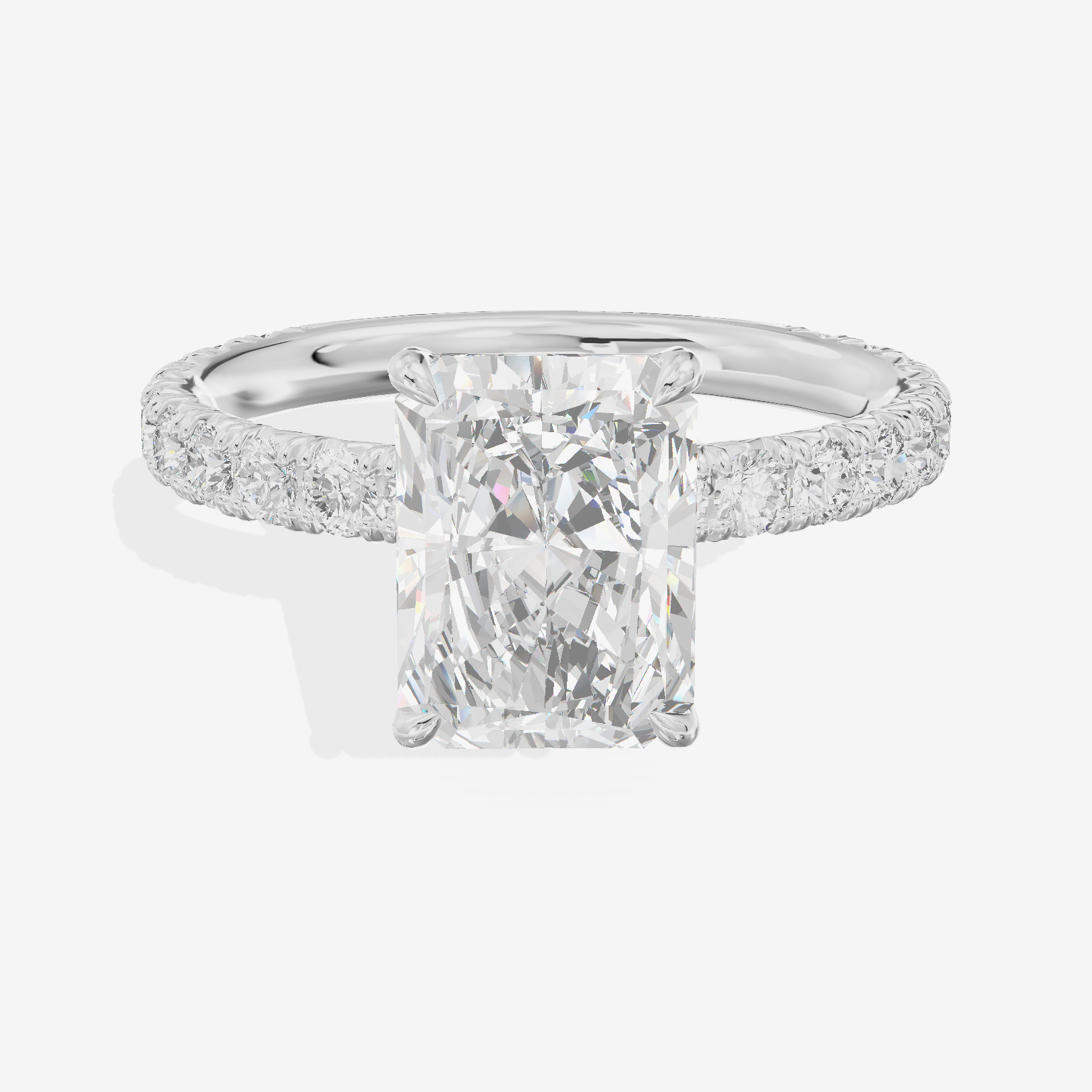 Twined Promezza Radiant Engagement Ring with Side Stones (1/2 ct. tw.) in 14K White Gold