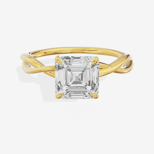 Twined Sincere Asscher Twisted Engagement Ring in 18K Yellow Gold