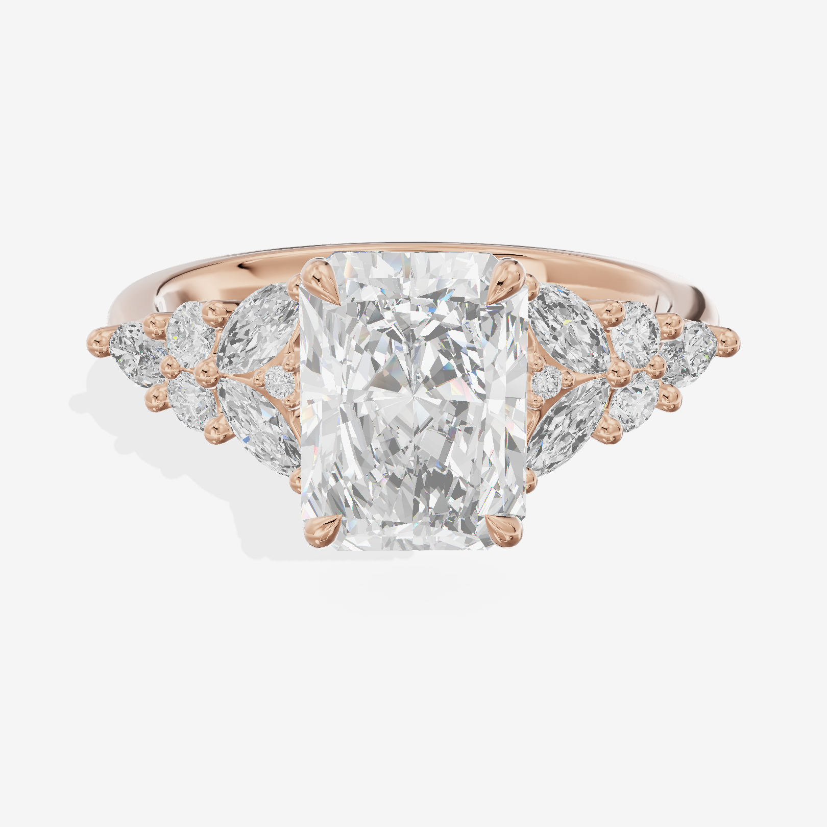 Tender Trueheart Radiant Engagement Ring with Side Stones (1/2 ct. tw.) in 18K Rose Gold