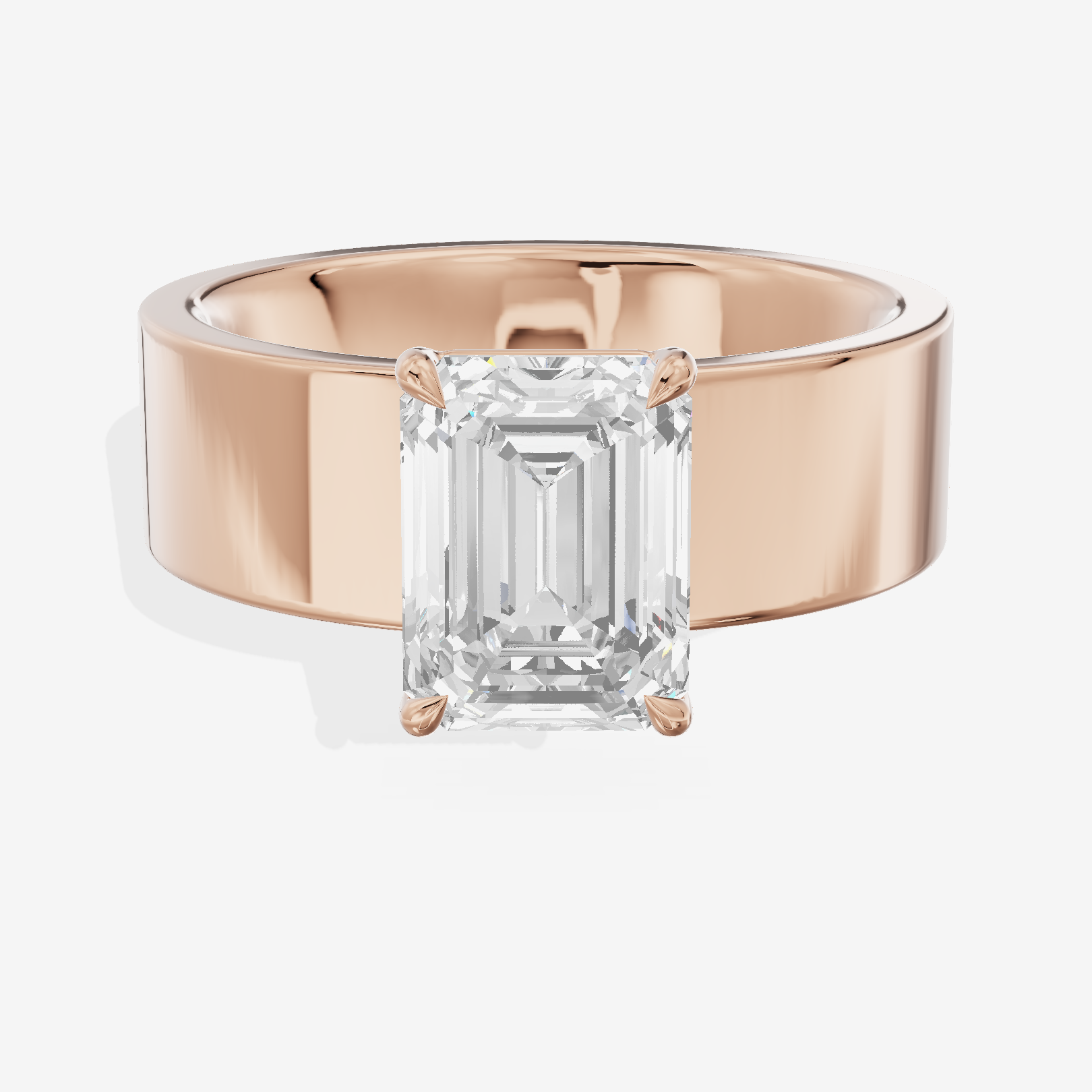 Aimora Solitaire 6mm Emerald Engagement Ring in 18K Rose Gold