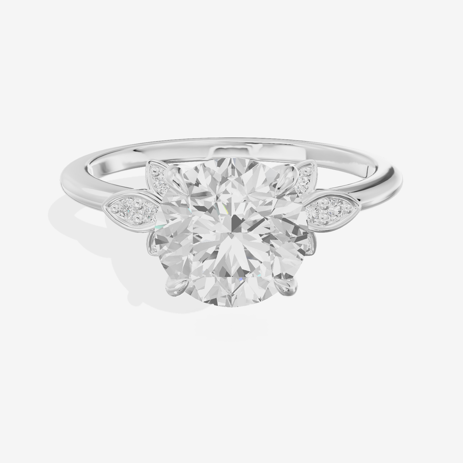 Trellise Round Engagement Ring with Side Stones (1/20 ct. tw.) in 18K White Gold