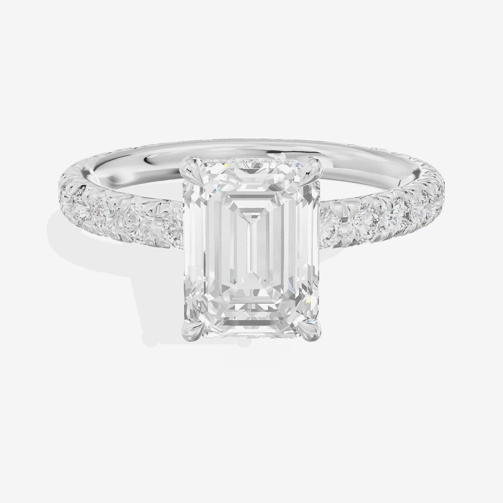 Eternal Coeurine Emerald Engagement Ring with Side Stones (3/5 ct. tw.) in 14K White Gold