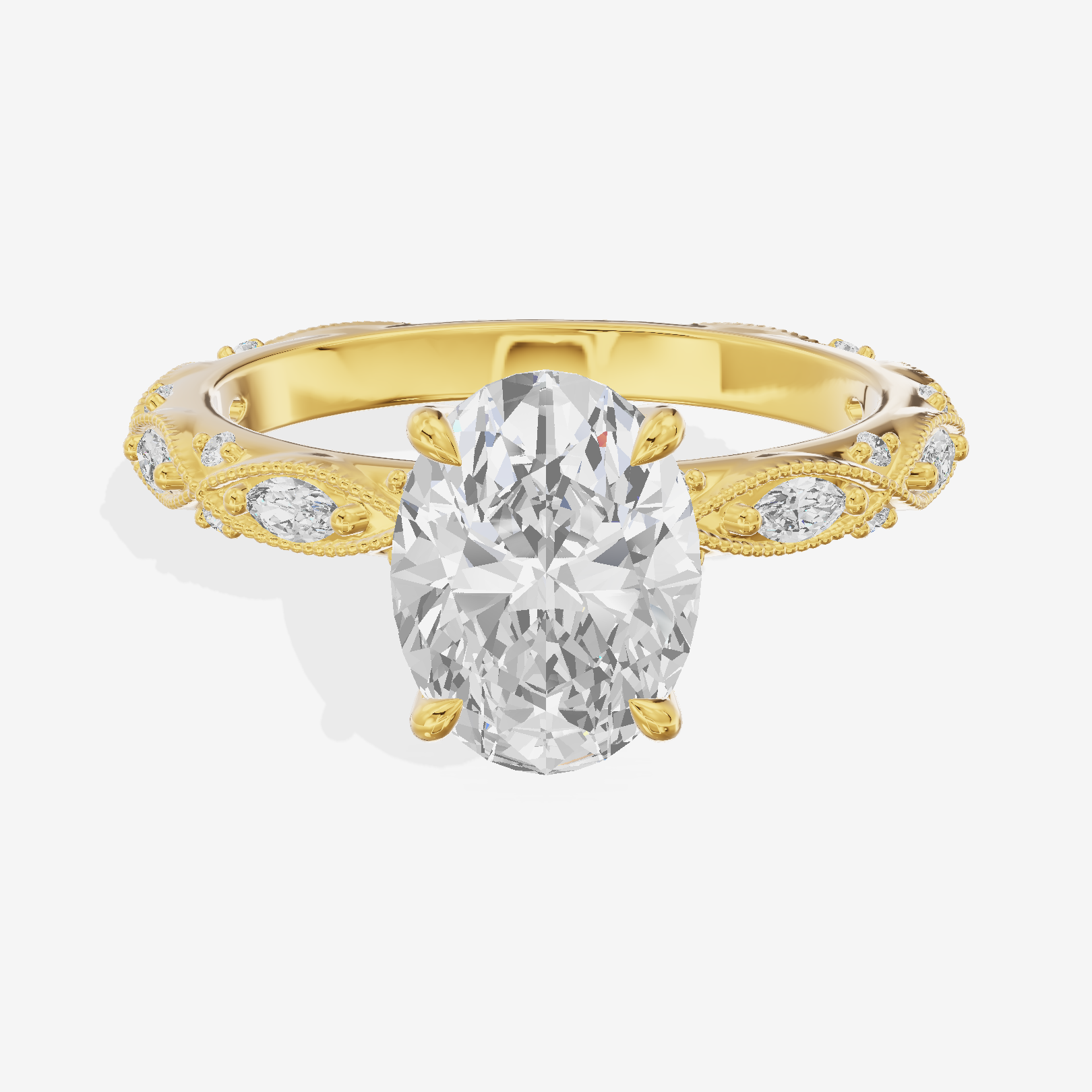 Vintage Whisper Oval Engagement Ring (1/4 ct. tw.) in 18K Yellow Gold