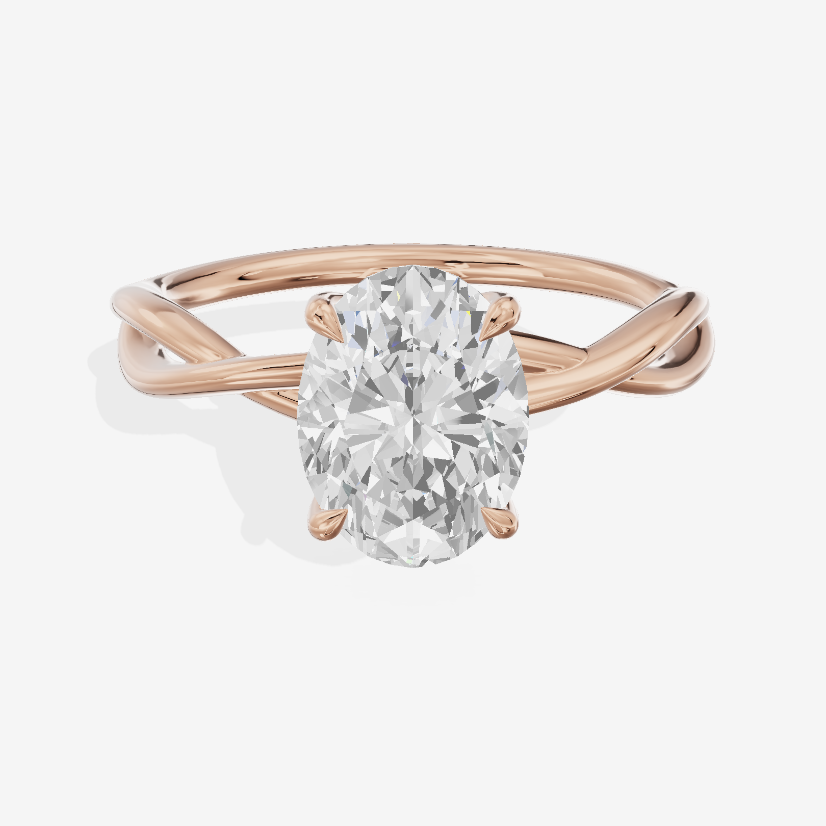 Twined Sincere Oval Twisted Engagement Ring in 18K Rose Gold