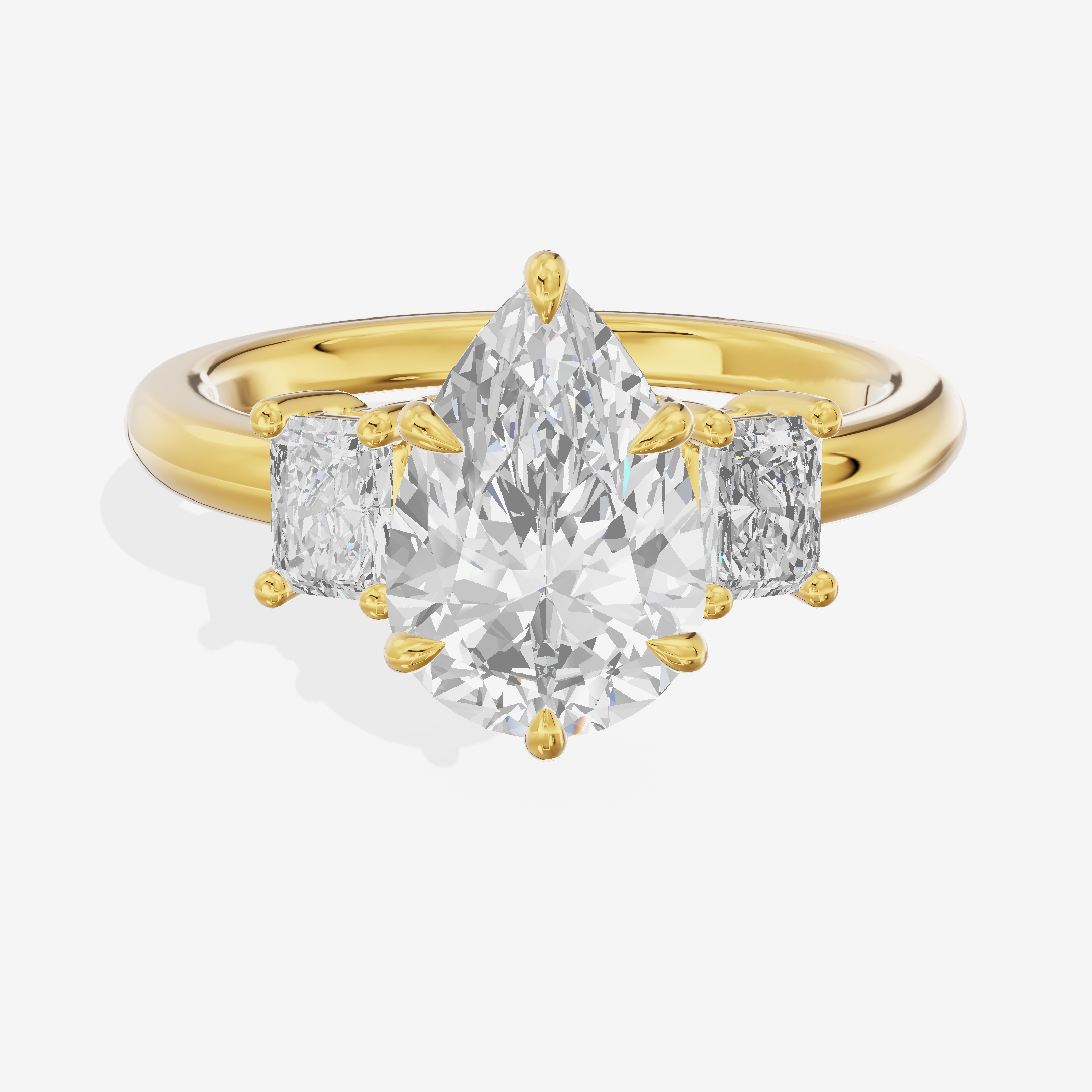 Grand Coeurine Three Stone Pear Engagement Ring (3/8 ct. tw.) in 18K Yellow Gold