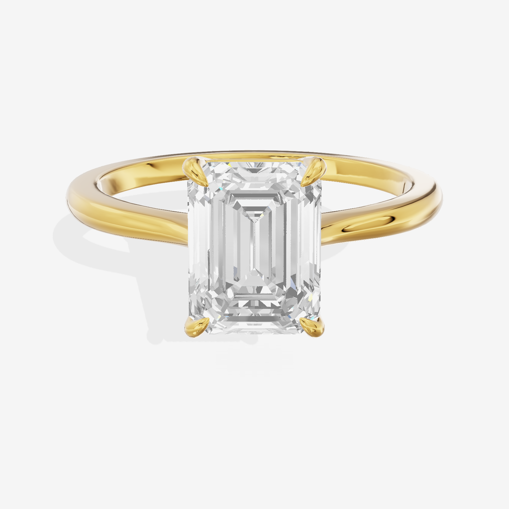 Bowed Adorae 1.5mm Emerald Solitaire Engagement Ring in 14K Yellow Gold