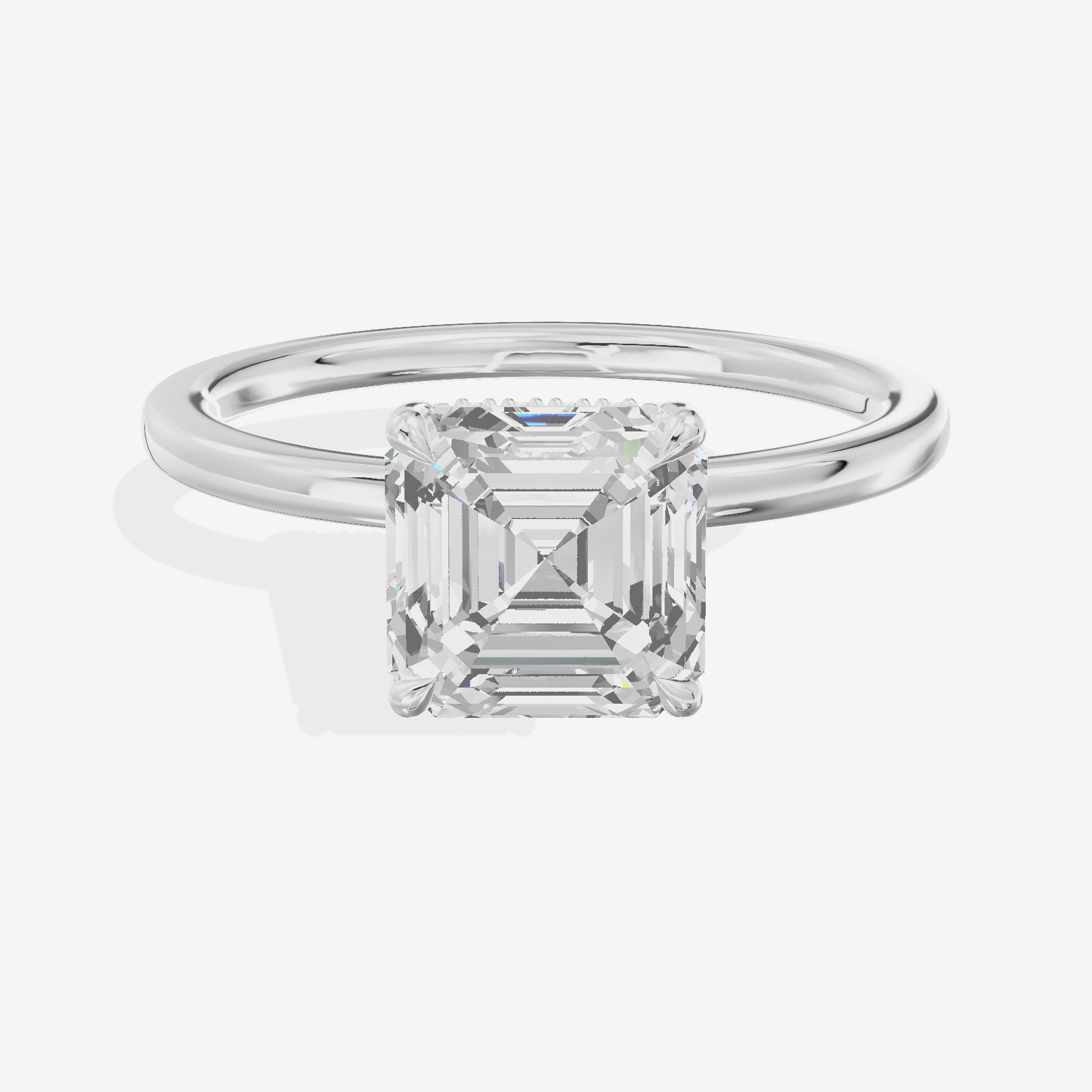 Tender Aimora Asscher Engagement Ring with Hidden Halos (1/20 ct. tw.) in Platinum